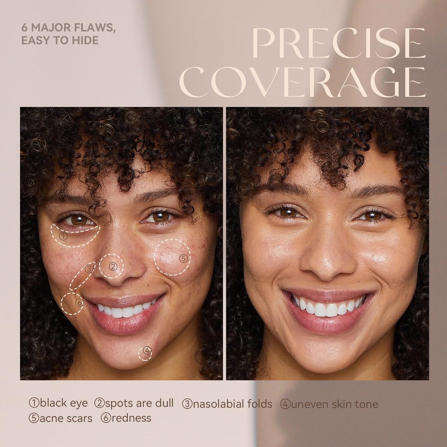 Foundation Makeup,Soft Beige Full Coverage Foundation Makeup(Built-in brush)Vegan & Cruelty-Free-Oil Control Flawless Concealer Cover Facial,Natural Blemish Face Makeup(01#)