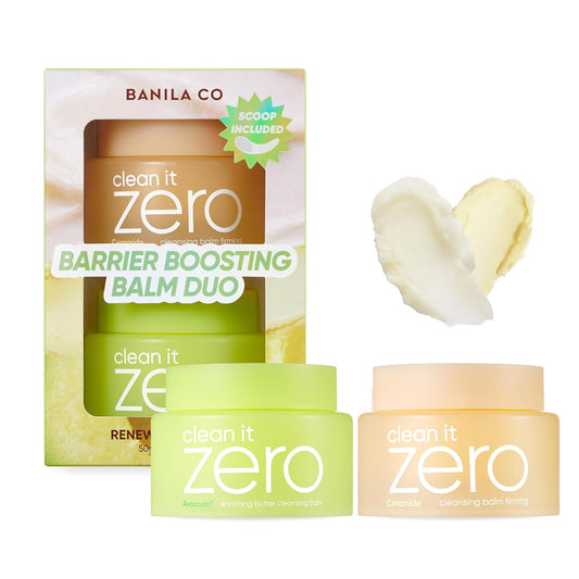 BANILA CO Clean it Zero Barrier Boosting Balm Duo | Enriching Butter & Firming Cleansing Balms for Dry & Sensitive Skin | Hydrating & Skin Barrier Repair (Pack of 2 travel sized balms, 50ml each)