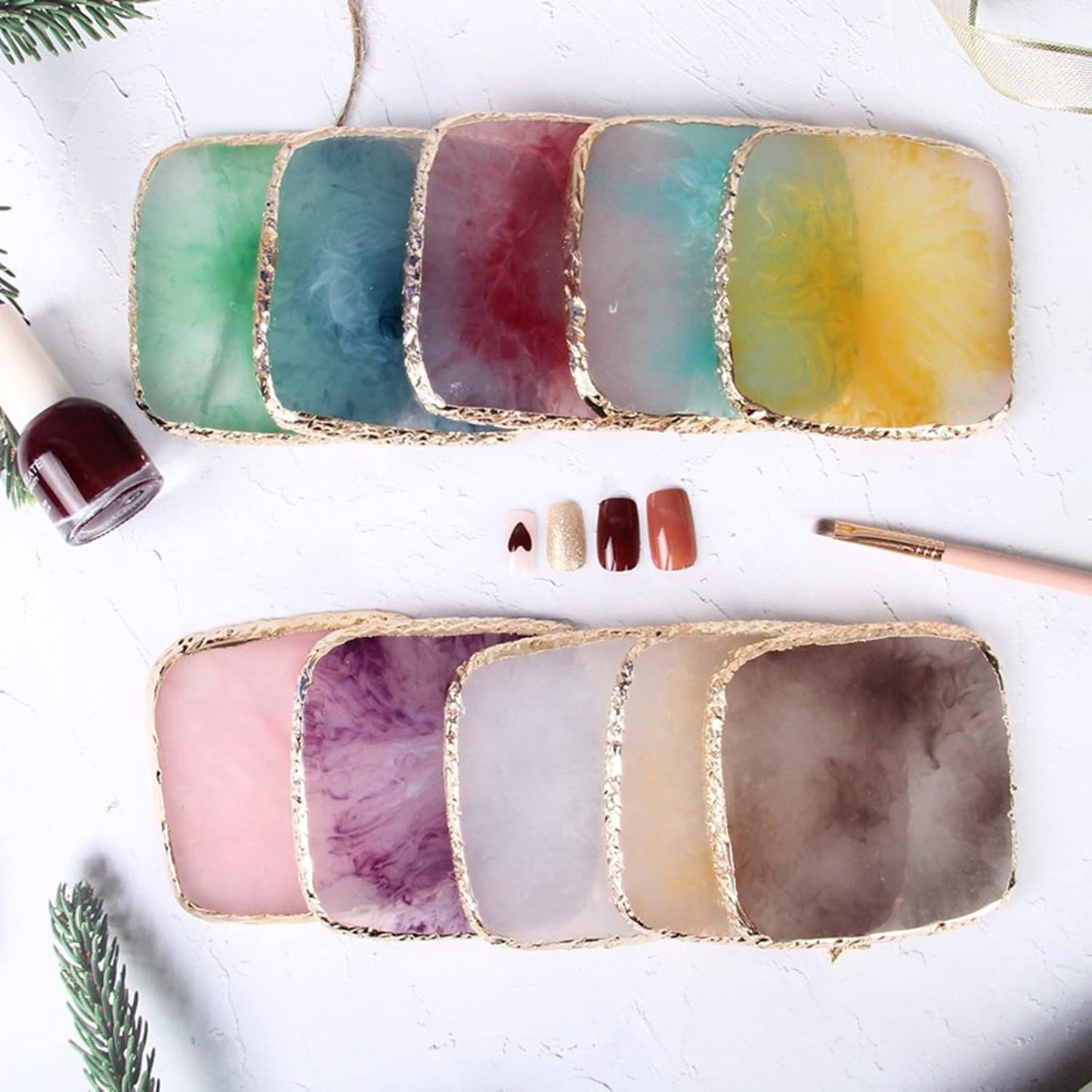 1 Piece Nail Art Palette Nail Polish Palette Mixing Palette Makeup Plate Nail Plates for Nail Art Nail Tip Holder Nail Art Display (Grey Square)