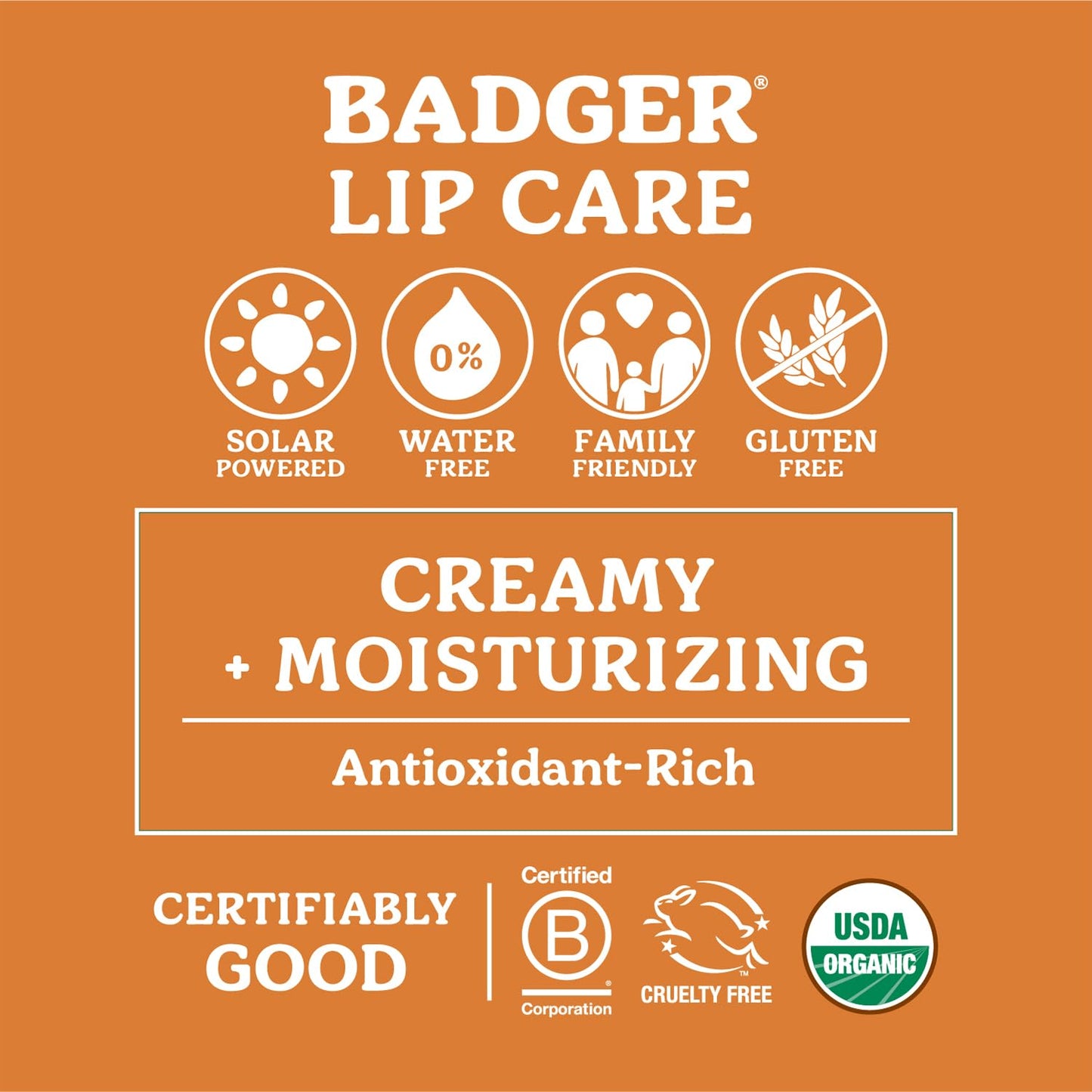 Badger Cocoa Butter Lip Balm Set, 100% Organic, Long Lasting Lip Moisturizers, Lip Care Variety Pack (Cocoa, Orange, Mint & Vanilla), All Natural Lip Balms, 4-pack