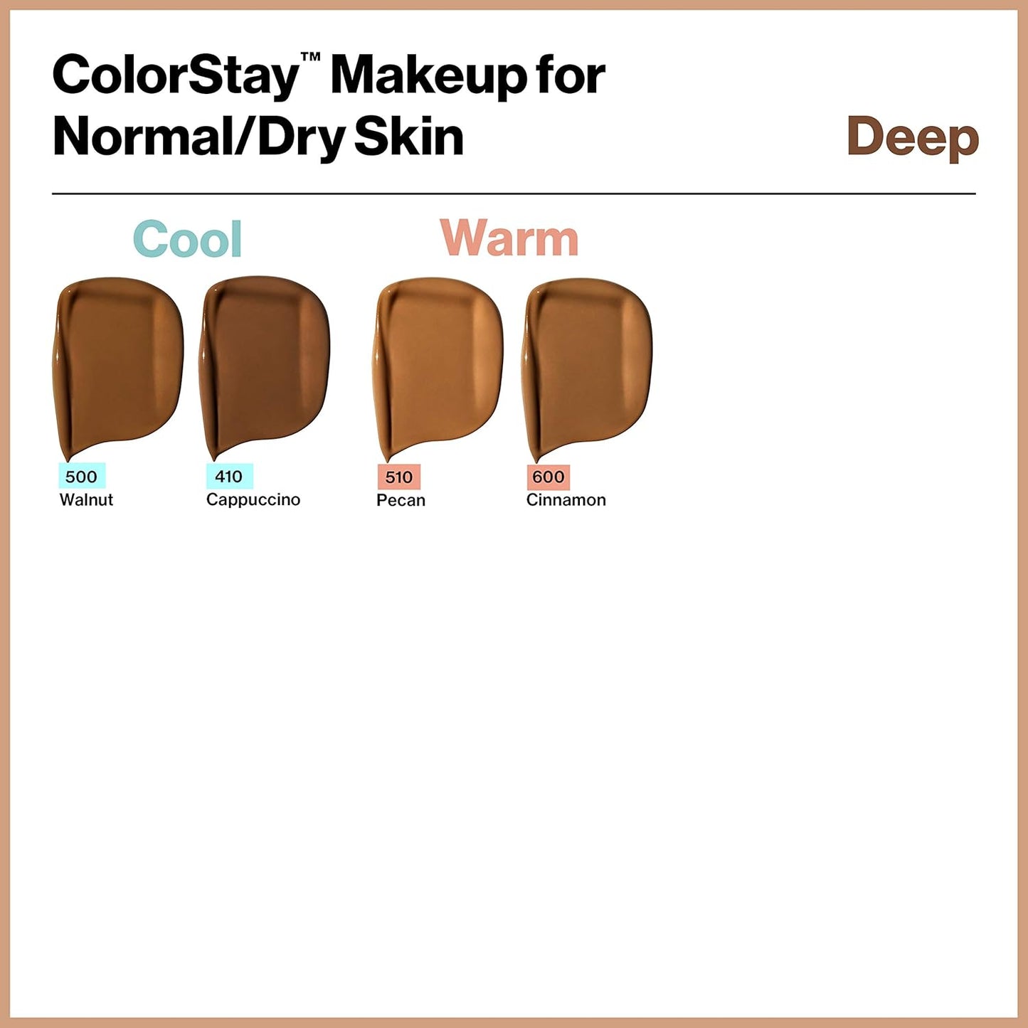 Revlon Liquid Foundation, ColorStay Face Makeup for Normal & Dry Skin, SPF 20, Longwear Medium-Full Coverage with Natural Finish, Oil Free, 500 Walnut, 1 Fl Oz