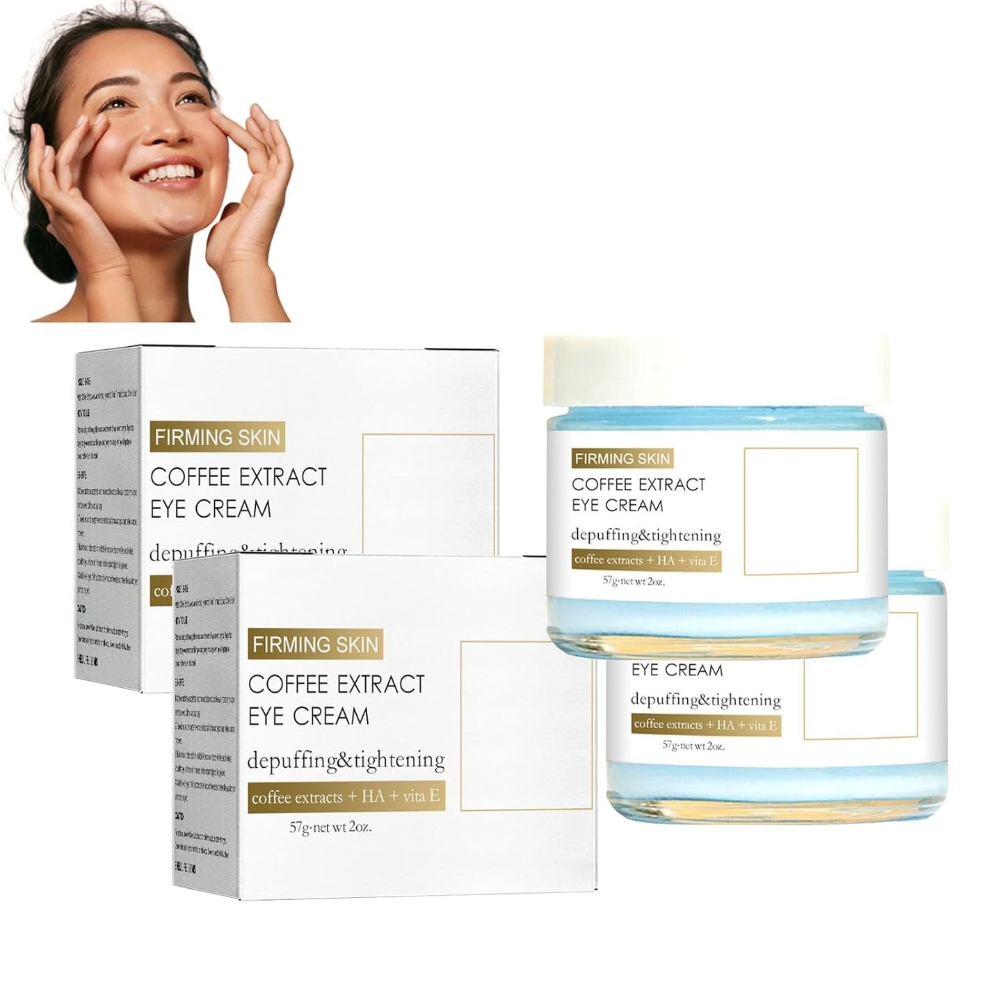 2Pcs Caffeine Eye Cream, Caffeine Eye Cream For Dark Circles And Puffiness, Korean Retinol Fix Eye Cream For Tightening And Firming Skin