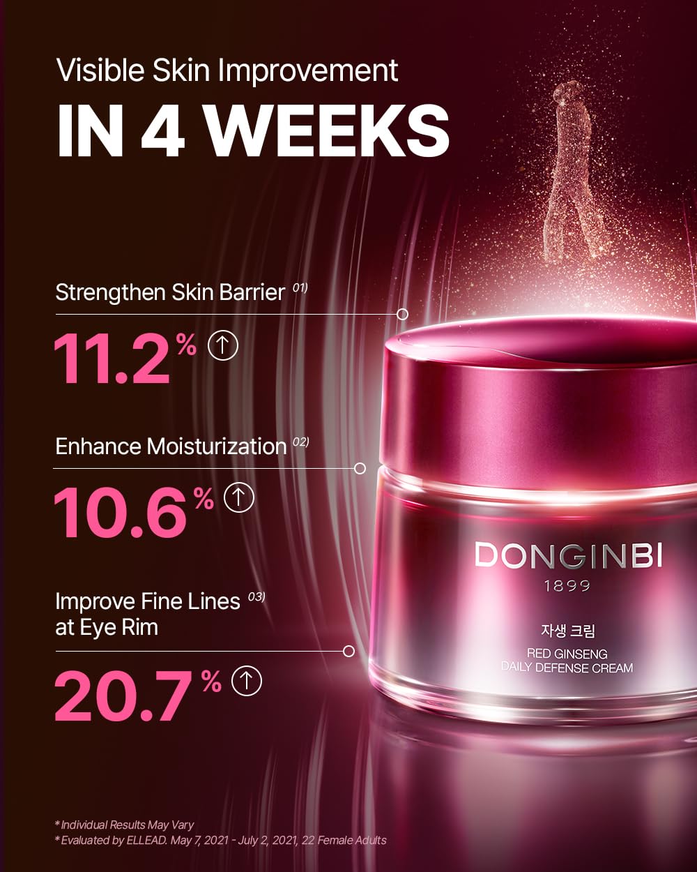 Donginbi Red Ginseng Daily Defense Cream - Firming Cream for Loose Skin, Face Moisturizer for Skin Barrier Repair, Korean Red Ginseng, Skin Care Gifts for Women, 0.8 floz / 25 ml