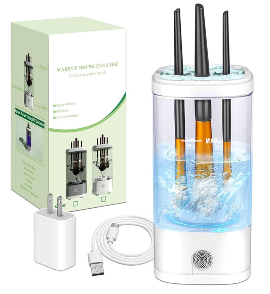 Electric Makeup Brush Cleaner, 7000 RPM Makeup Brush Cleaner Machine, Efficient Automatic Portable USB Cleaner Tool for All Types of Makeup Brushes, Convenient Makeup Brush Cleaning-Transparent 