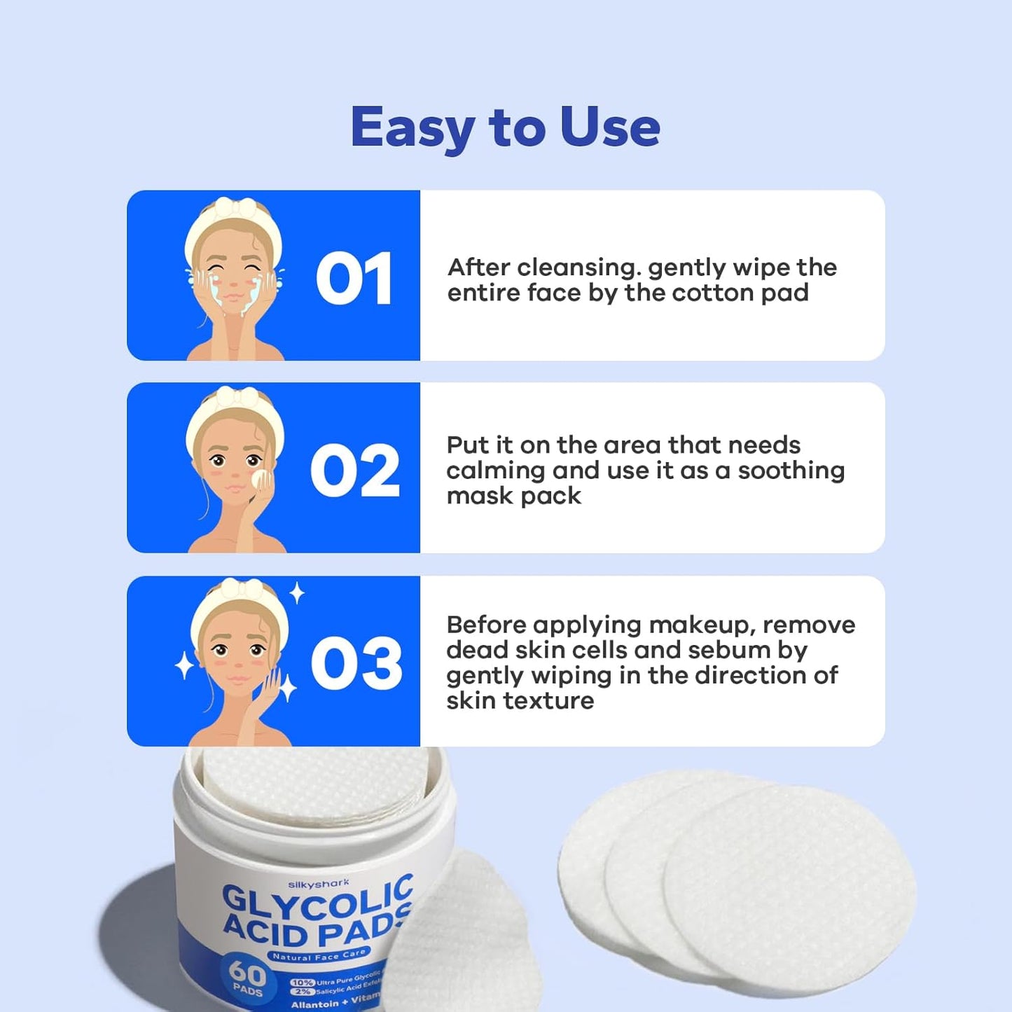 Glycolic Acid Resurfacing Pads (60 Count), 10% Ultra Pure + 2% Salicylic Acid, Exfoliating Peel Pads for Face, Effective Chemical Peel, Radiant Skin Renewal