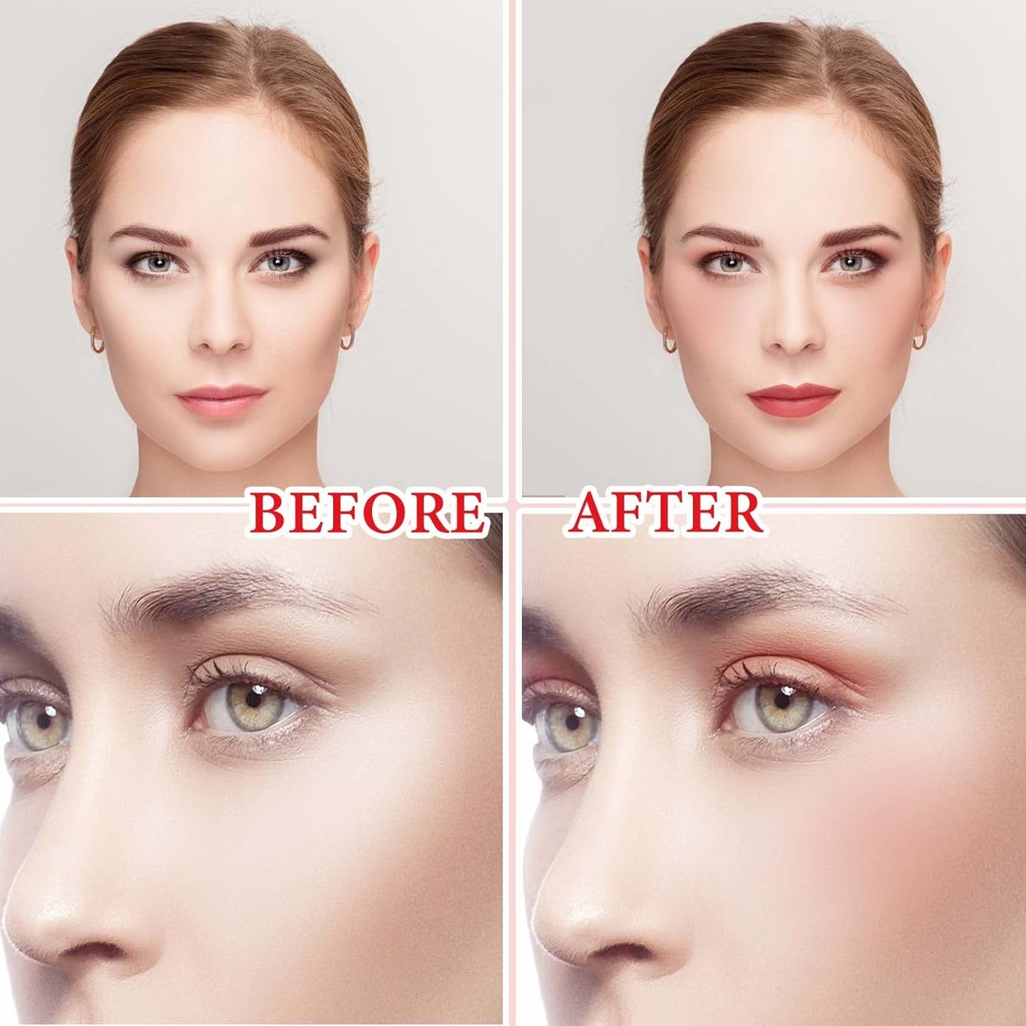 Cream Contour Blush Stick,Long Lasting Waterproof Blush Stick for Cheeks&Lips Multipurpose Face Highlighting Concealing Cream,Shimmer Contour Stick Makeup for Women(Rose Red)