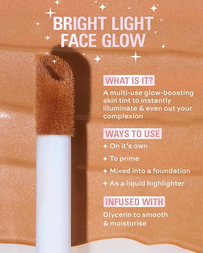 Revolution, Bright Light Face Glow, Lightweight & Brightening Multi-Use Skin Tint, Illuminating and Natural Glow Finish, Gleam Light, 0.77 Fl. Oz