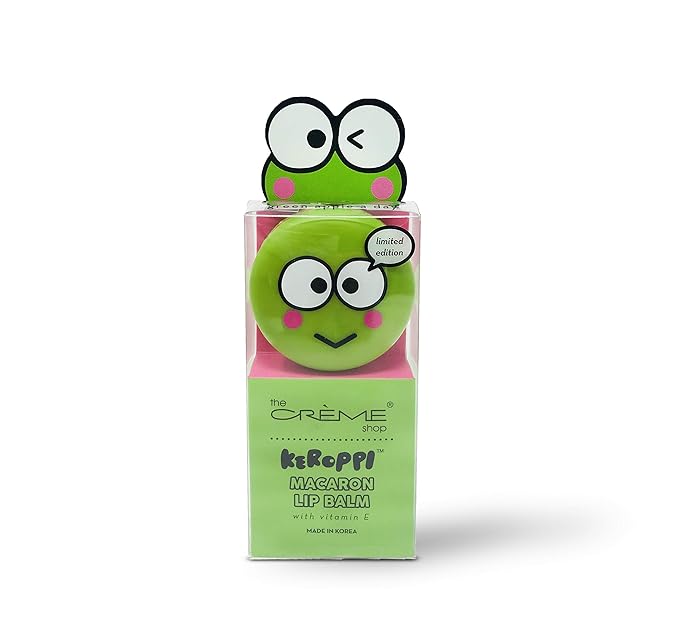 The Crรจme Shop x Sanrio Hello Kitty Macaron Lip Balm (Keroppi Green Apple A Day) Korean Cute Scented Pocket Portable Soothing Advanced Must-Have on-the-go