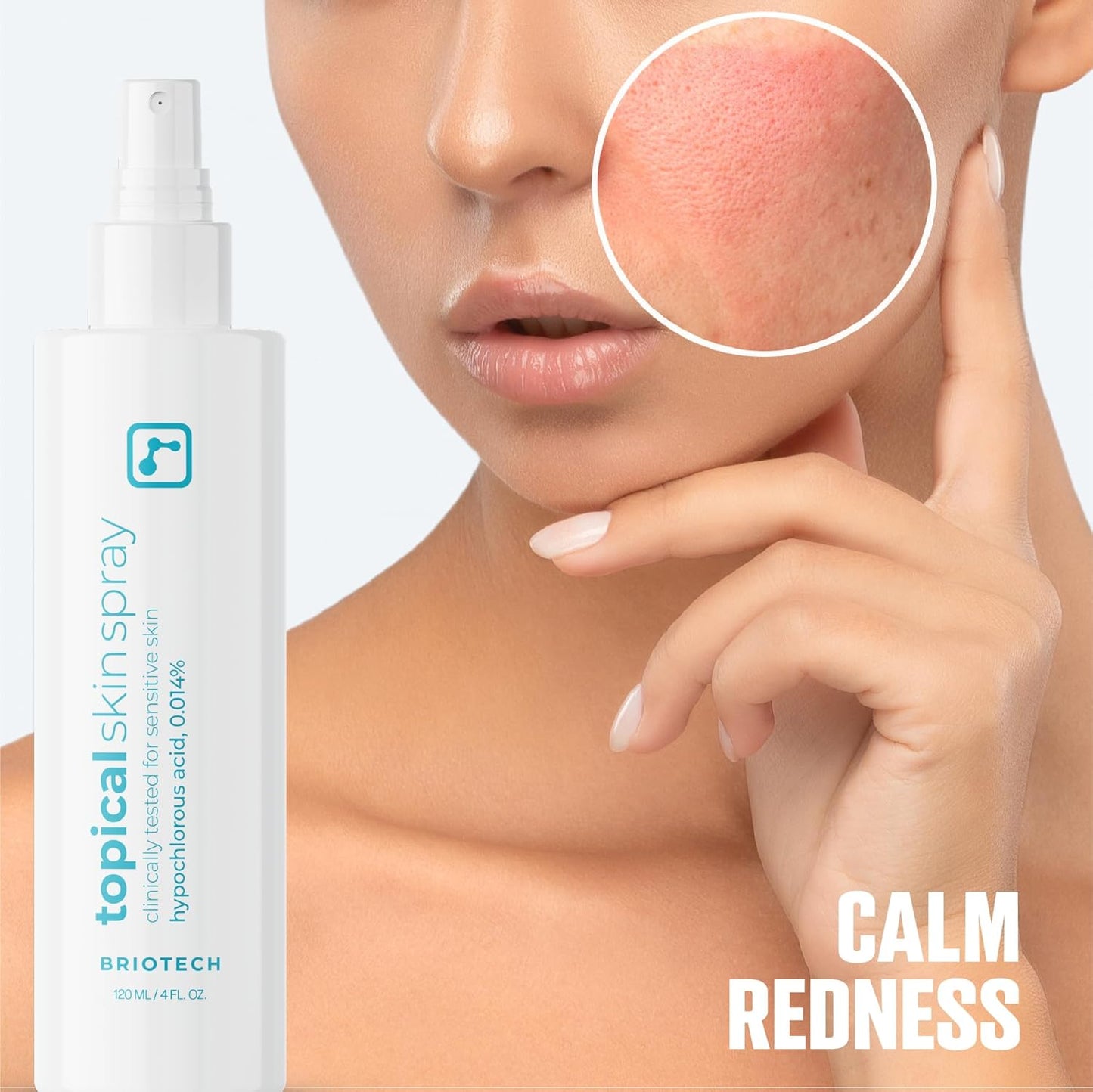 BRIOTECH Topical Skin Spray, Hypochlorous Acid Spray for Sensitive Skin, HOCl Facial Mist, Full Body Support Against Irritation, Calm Redness, Soothe Foot & Scalp, 8 oz (2 Pack)