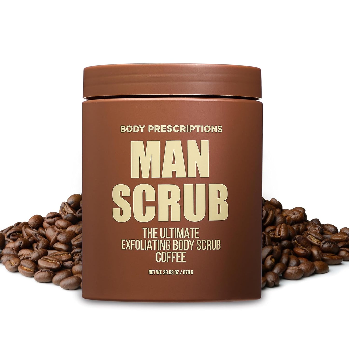 Body Prescriptions Men’s Exfoliating Body Scrub – Ultimate Skin Cleansing Wash in Jar with Twist-Top Lid, For All Skin Types, 21 Ounce (Pack of 2), Coffee