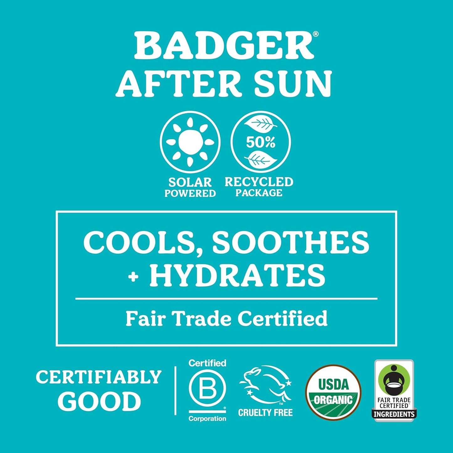 Badger Coconut AfterSun Balm, 100% Organic Soothing Sunburn Relief, Great Smelling, Moisturizing & Hydrating After Sun Skin Care, 2 oz Tin