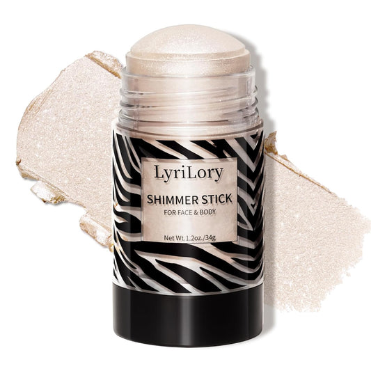 Highlighter Stick, Multi-Use Shimmer Makeup, Creamy Highlighter Makeup Stick with Hydrating Coconut Oil, Easy Blend for a Translucent Radiant Glow, For Face & Body | 1.2oz | Ivory Champagne