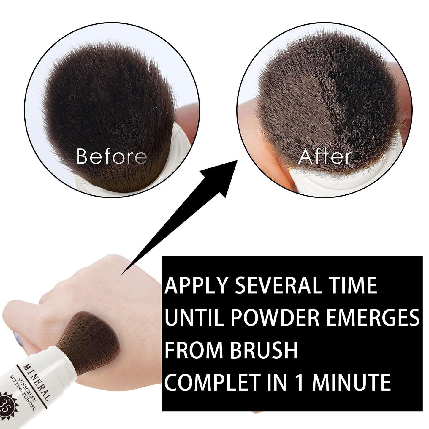 Sunscreen Setting Powder SPF 35, Mineral Brush Powder for Face & Scalp, Oil Control Natural Matte Finish Loose Powder Translucent Lasting Lightweight Breathable for All Skin (04# Pink Complexion)