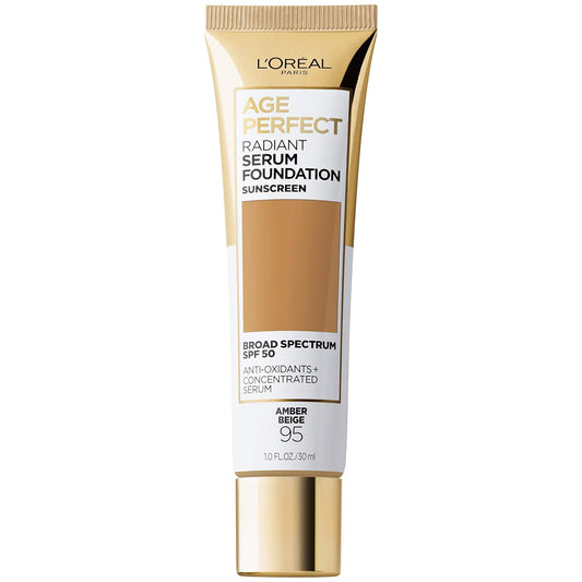 L'Oreal Paris Age Perfect Radiant Serum Foundation with SPF 50, Amber Beige, 1 Ounce