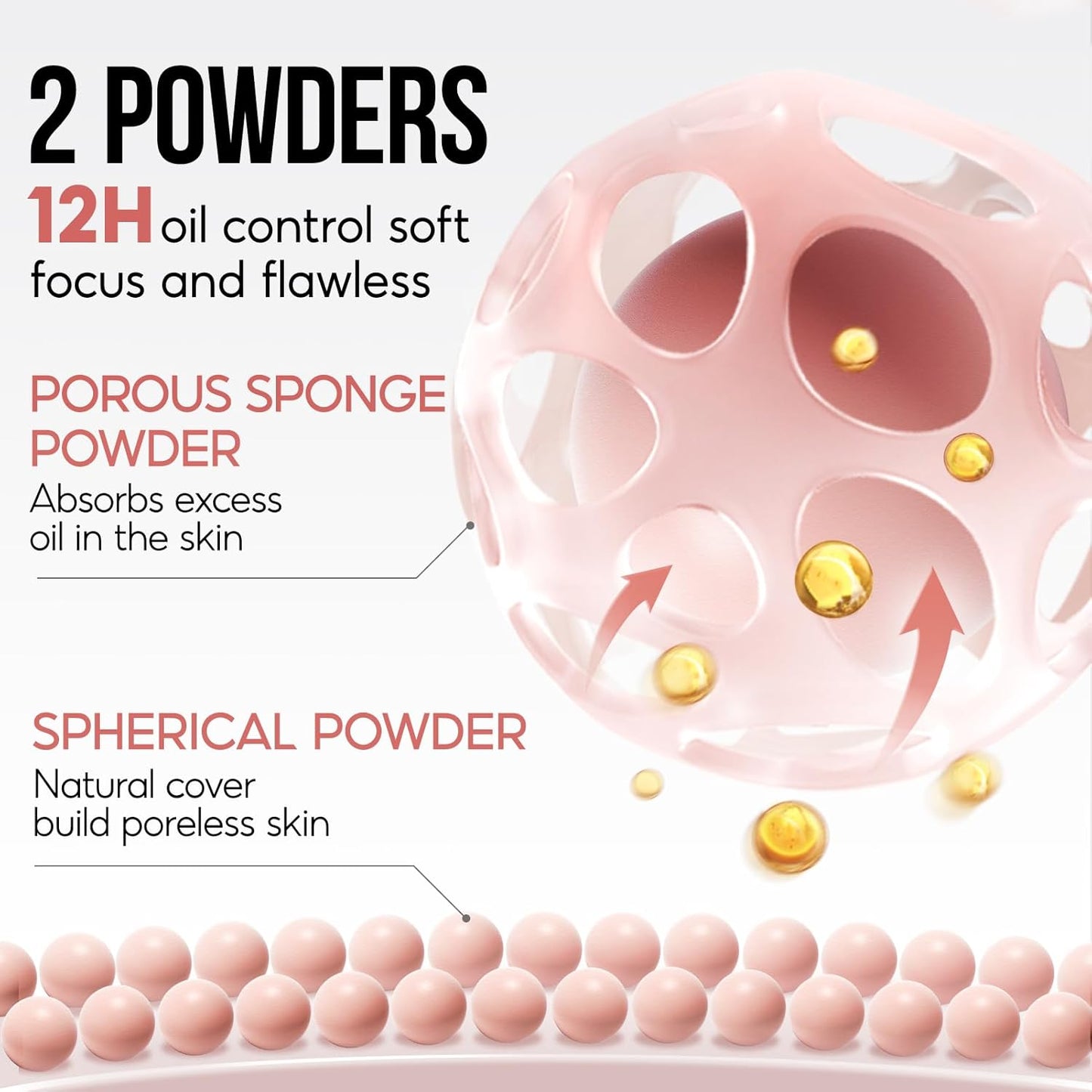 Oil Control Pressed Setting Powder Compact, 12H Longlasting Translucent Powder Makeup, Waterproof Face Powder, 02 MEDIUM, 0.28Oz