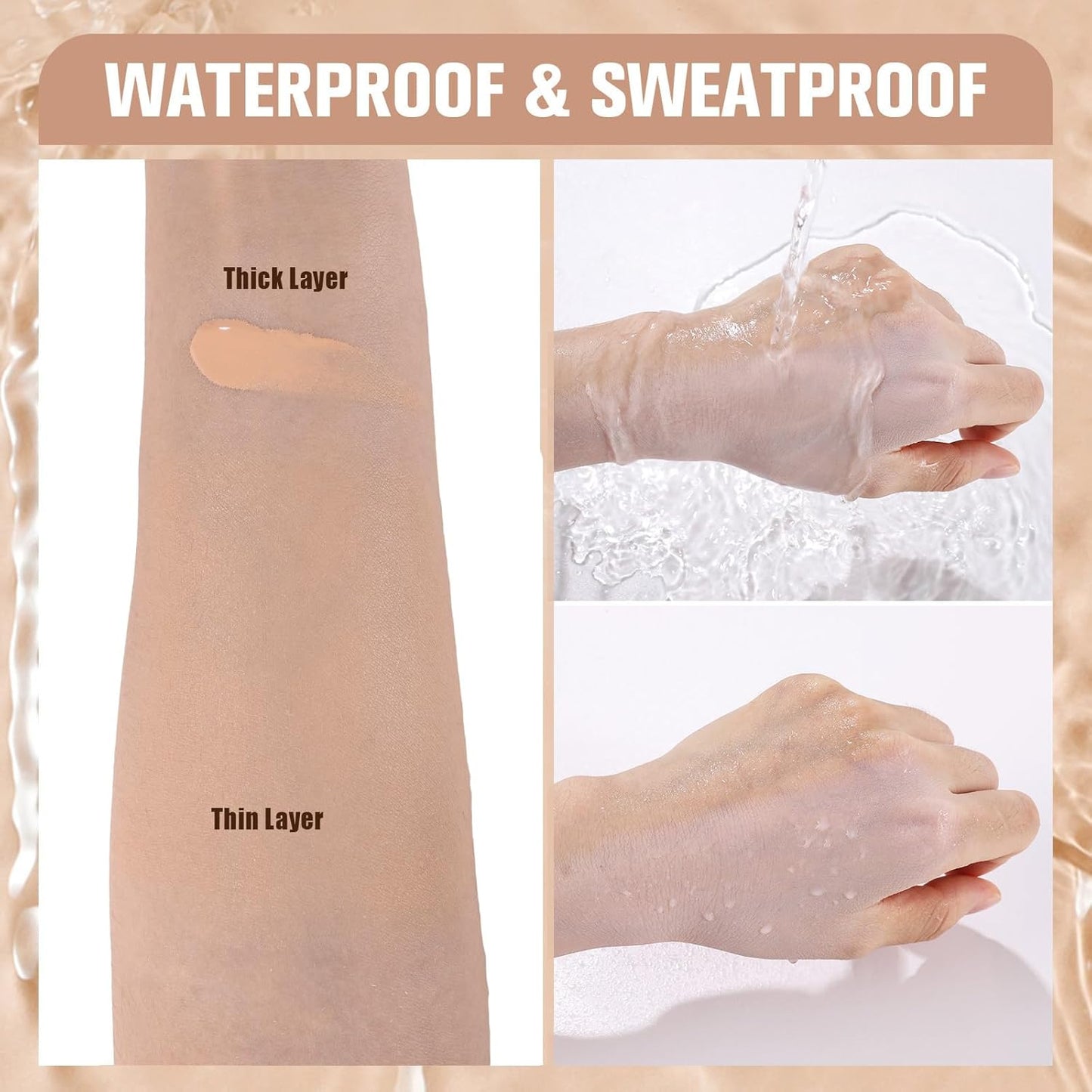 UCANBE Matte Liquid Foundation with Brush, Serum Foundation Face Makeup with Hyaluronic Acid, Medium to Full Coverage Waterproof Oil Control Longwear, for Mature Skin, Natural Beige, 1 fl. oz.