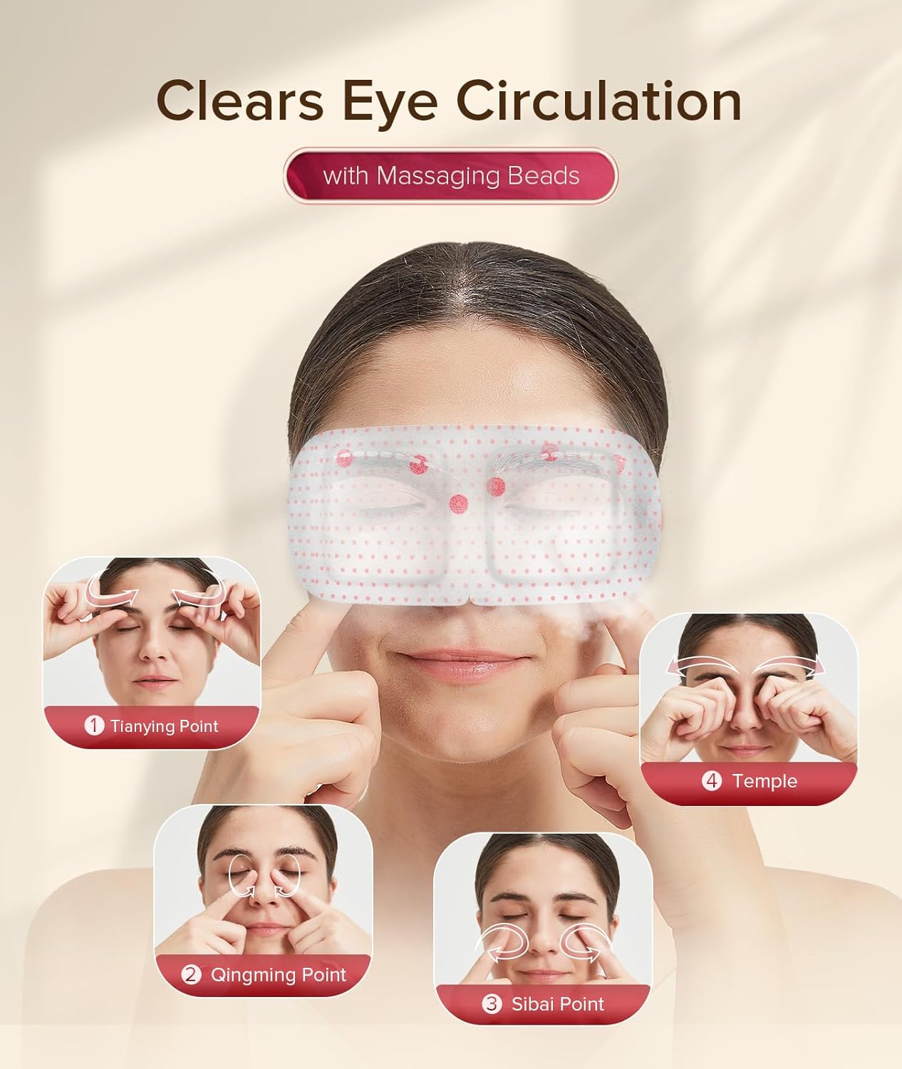 3D Self Heated Eye Mask for Dry Eyes with 100+ Soft Beads,Steam Eye Mask for Sleeping,Relaxation, Disposable, Spa, Travel Gifts for Women, Men 28 Packs