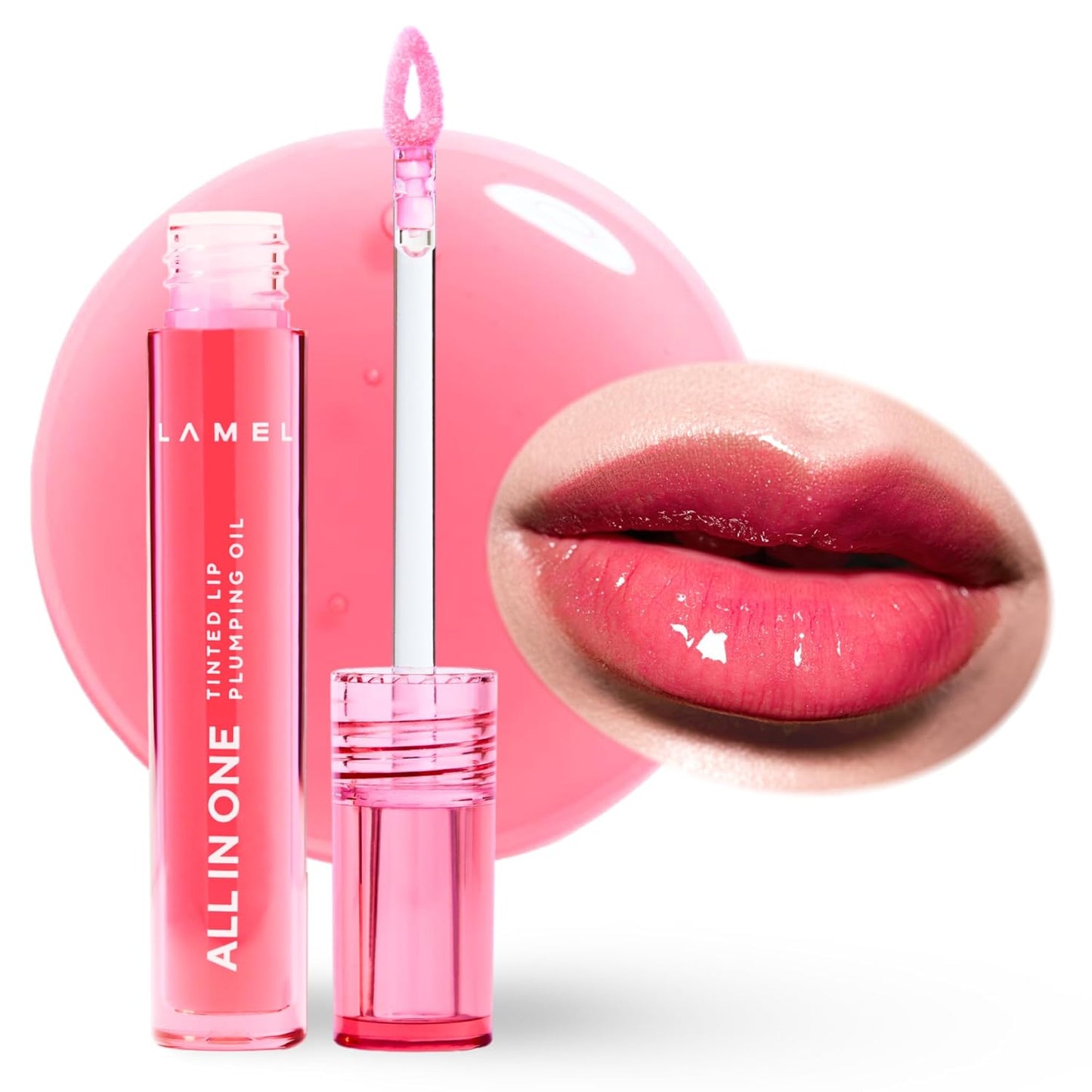 All-in-One Lip Oil - Lightweight, Tinted, Plumping, Hydrating Lip Gloss - Lip Balm for Day & Night Use, Long-Lasting Lip Stain, Lip Glow Oil, No-Sticky Gloss, Lip Plumper Tint - Peachy โ401
