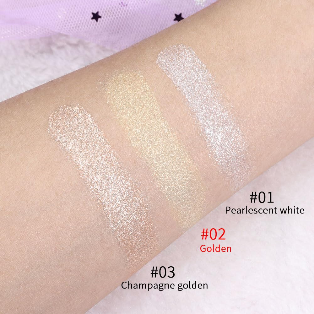 evpct Blonde Gold Face Highlighter Makeup Shimmer Glitter Diamond Sparkly Highlighters Makeup Palette Powder for Face Body Cheek Skin iluminadores iluminador de jos maquillaje luminizers 02