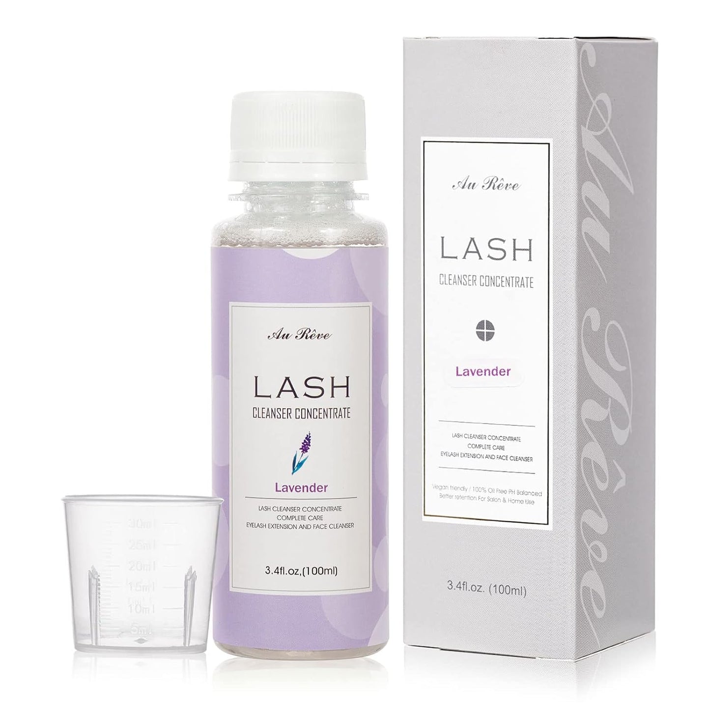 Eyelash Cleanser Concentrate 100ml Eyelash Extension Cleanser Inside the Eyelash Extension Kit Oil-Free Eyelash Extension Shampoo Perfect for Salon-Can Make Ten 60ml bottles of Lash Shampoo,Lavender
