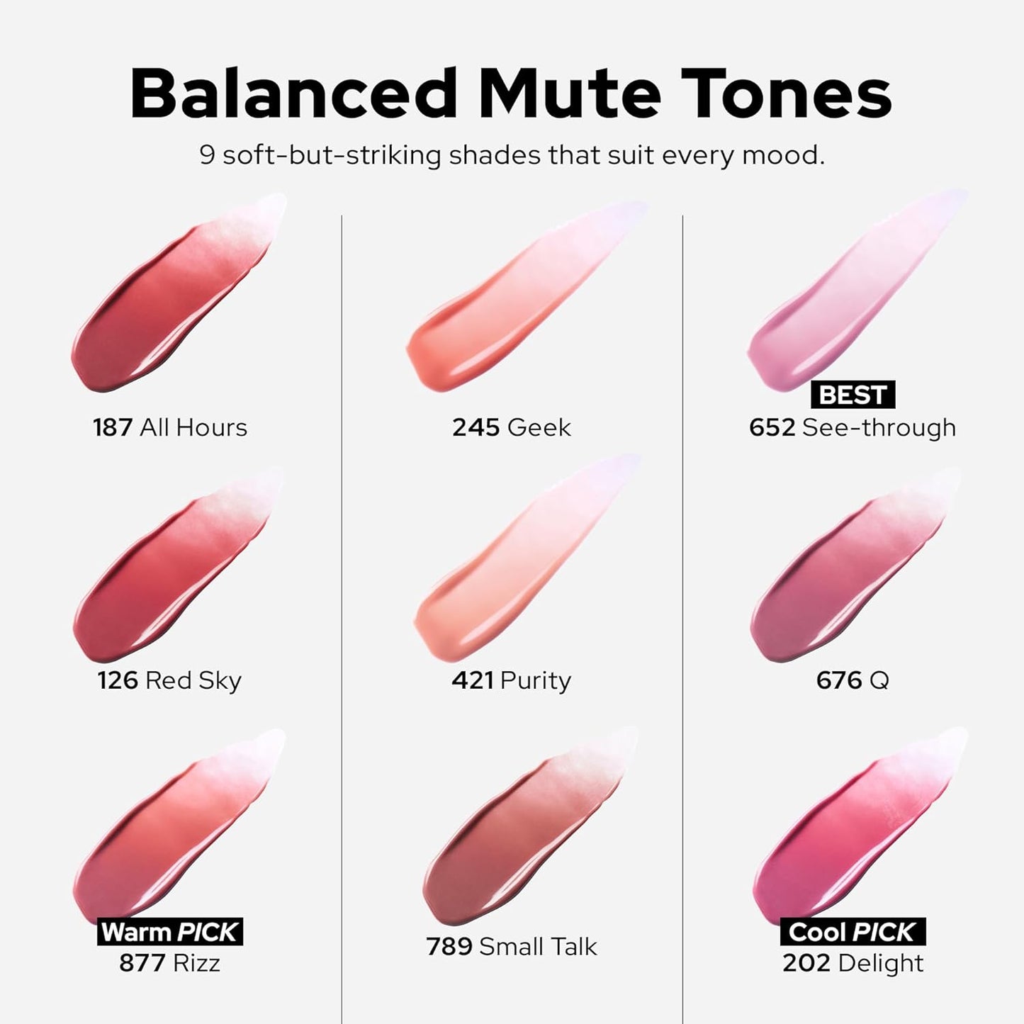 Unseen Balloon Tint, 6 Colors Set for All Skin Types. Buildable Color, Long Lasting Glossy Lip Stains, Lightweight Lip Gloss Make up (Delight, 1 Oz)