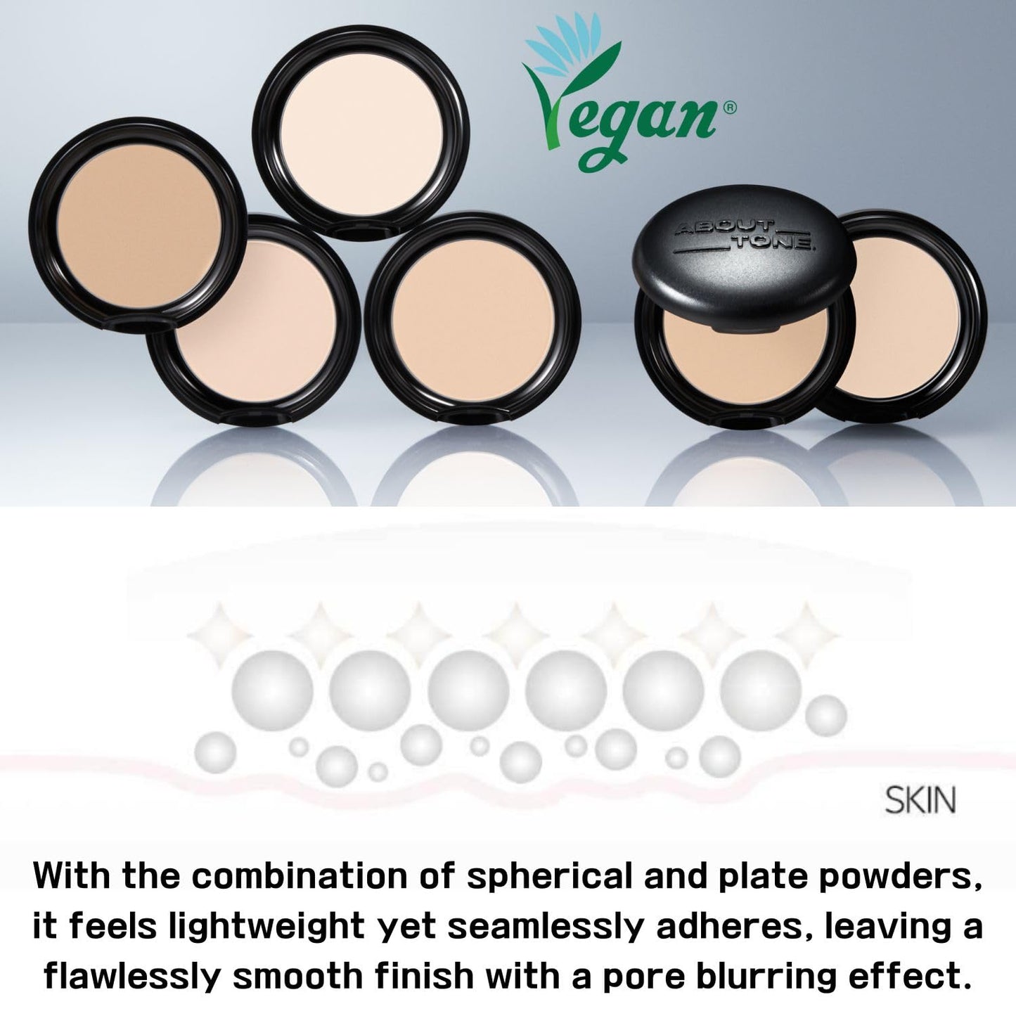 Blur Powder Pact 0.32oz - Pressed Powder Compact with Mirror and Puff Makeup Setting Finishing Blurring Natural Translucent Lightweight Face Sebum Oil Control Vegan Formula (1.5 COOL FAIR)