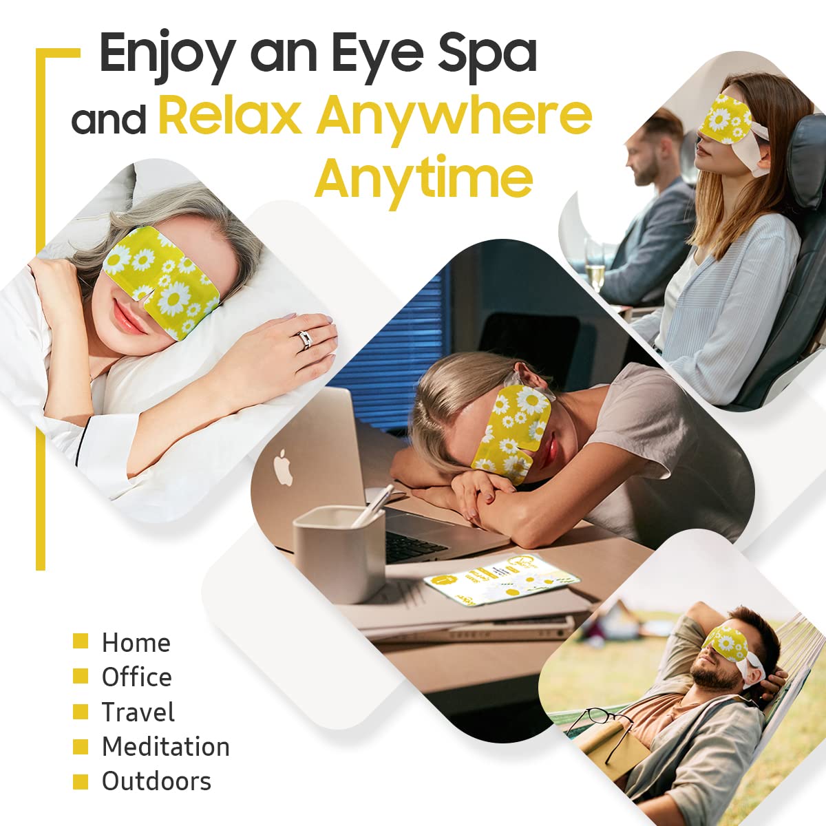 Steam Eye Mask, 10 Packs Heated Eye Mask, Self Heating Disposable SPA Warm Compress for Eyes Sleep Mask, Soothing Moist Heat Eye Masks, Travel Essentials & Relaxation Gifts (Chamomile Scent)