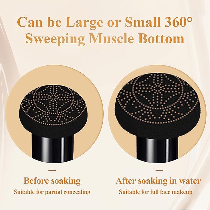 Mushroom Head Air Cushion CC Cream Foundation - Moisturizing & Long-Lasting BB Cream Concealer Makeup Base for All Skin Types, Brighten Long - Lasting Even Color Correcting Concealer (Buff Beige)