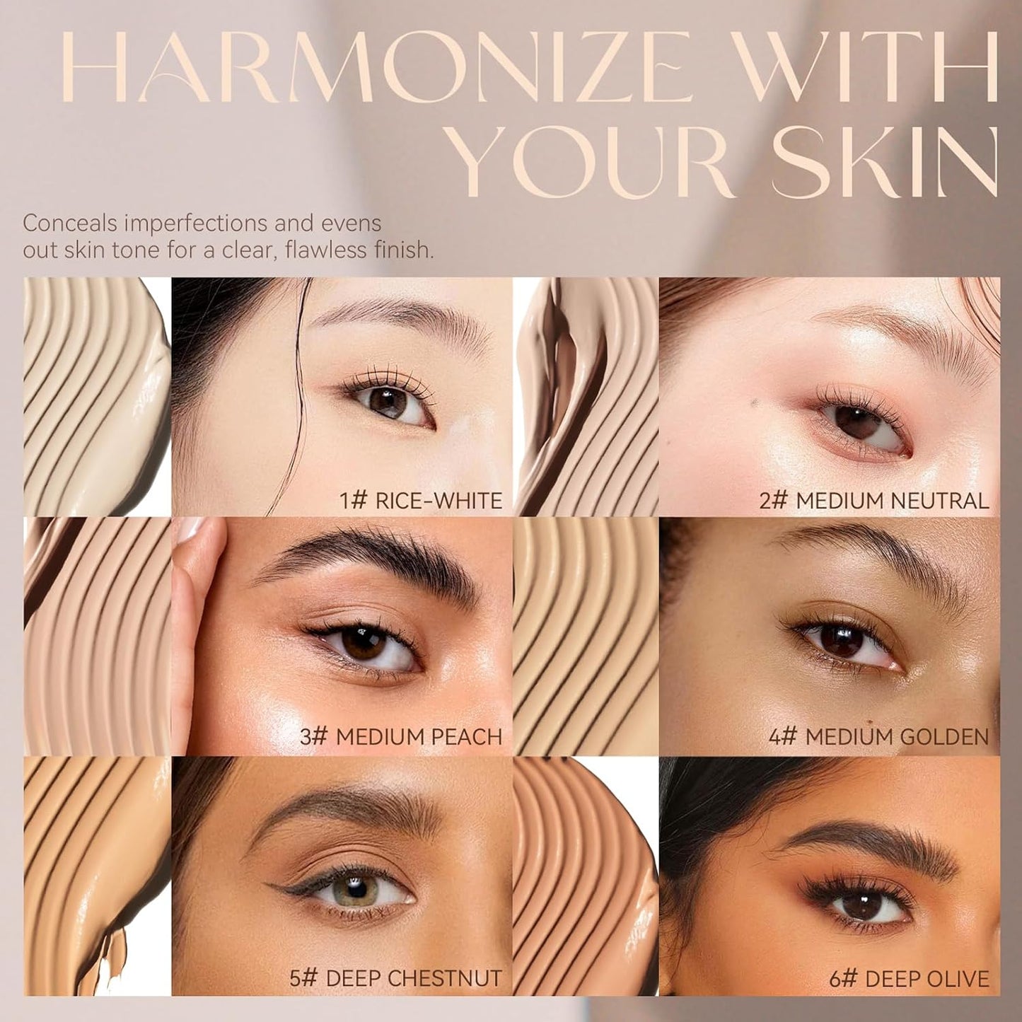 Foundation Makeup,Soft Beige Full Coverage Foundation Makeup(Built-in brush)Vegan & Cruelty-Free-Oil Control Flawless Concealer Cover Facial,Natural Blemish Face Makeup(01#)