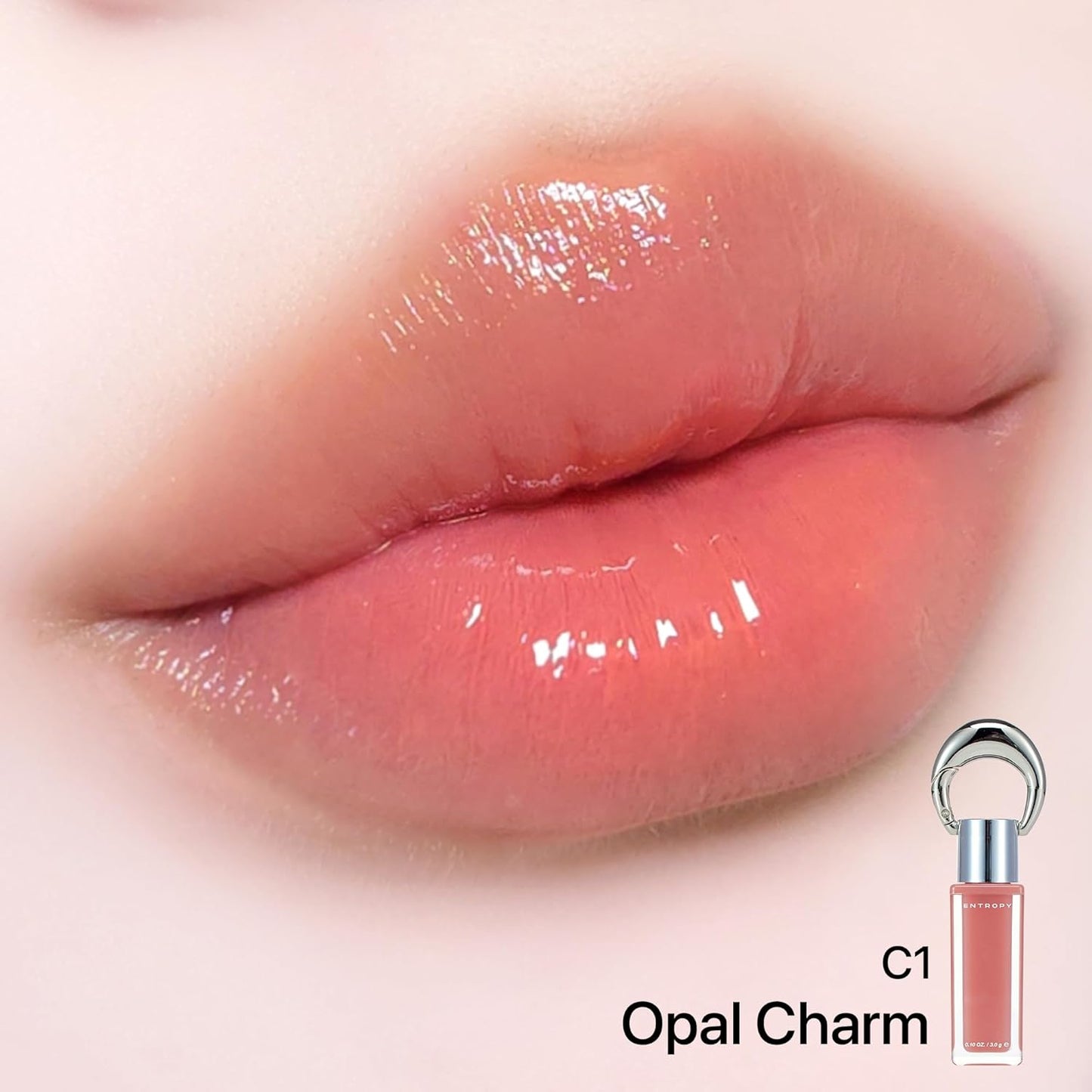 ENTROPY Makeup 2-in-1 Charm Shiny Glowy Lip & Cheek Gloss Tint Keychain, High Pigment Glossy Lip Color & Plumping Gloss, C1 Opal Charm