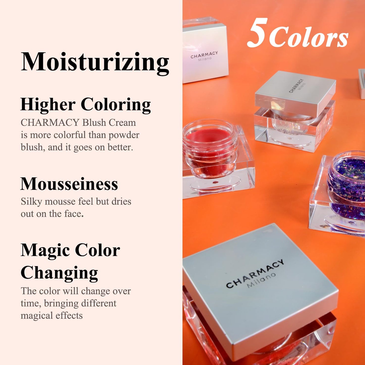 CHARMACY Magic Color Lip & Cheek Balm, PH Color Changing Blusher for Cheeks, Long Lasting Moisturizing Multi Use cream Waterproof Blush Makeup, SHINING STARS (#01)