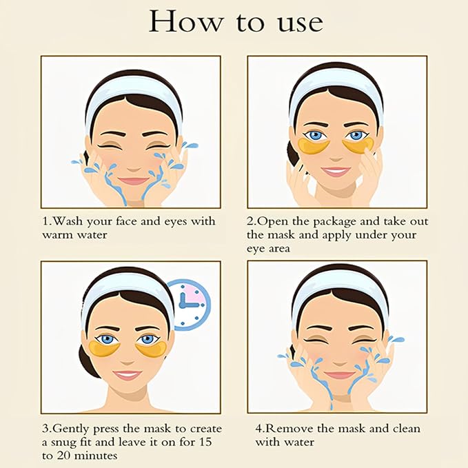 Under Eye Patches for Puffy Eyes (30 Pairs),Golden Under Eye Mask for Dark Circles and Puffiness,Gel Crystal Collagen Skin Care Products Eye Patches Effectively Moisturizing Nourishes,Travel Eye Mask