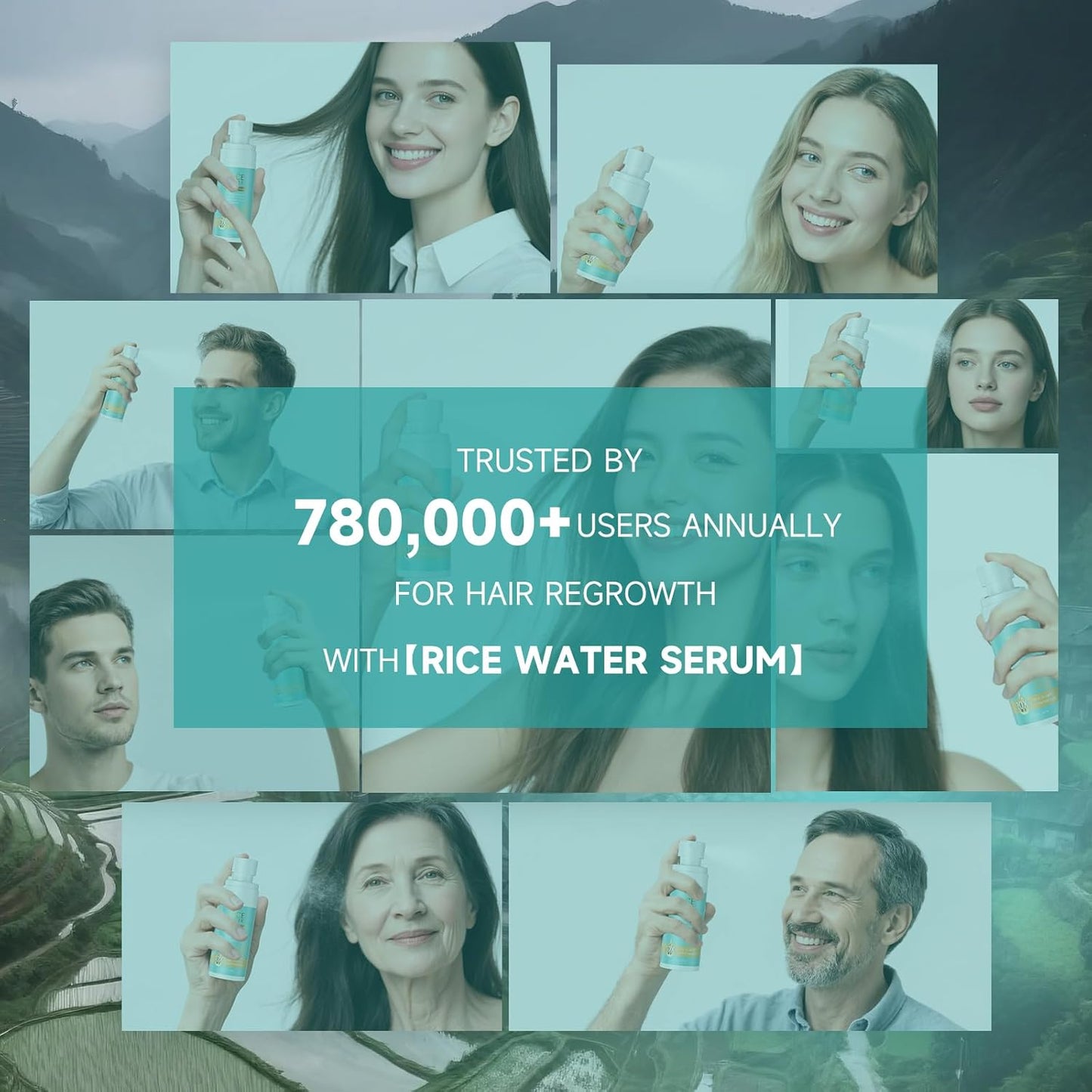 Hair Growth Serum - Rosemary Batana Rice Water Biotin Hair Spray for Hair Growth - Hair Growth Thickening Product - Hair Loss Treatments for Women Men(60 ML/2.0FL.oz)