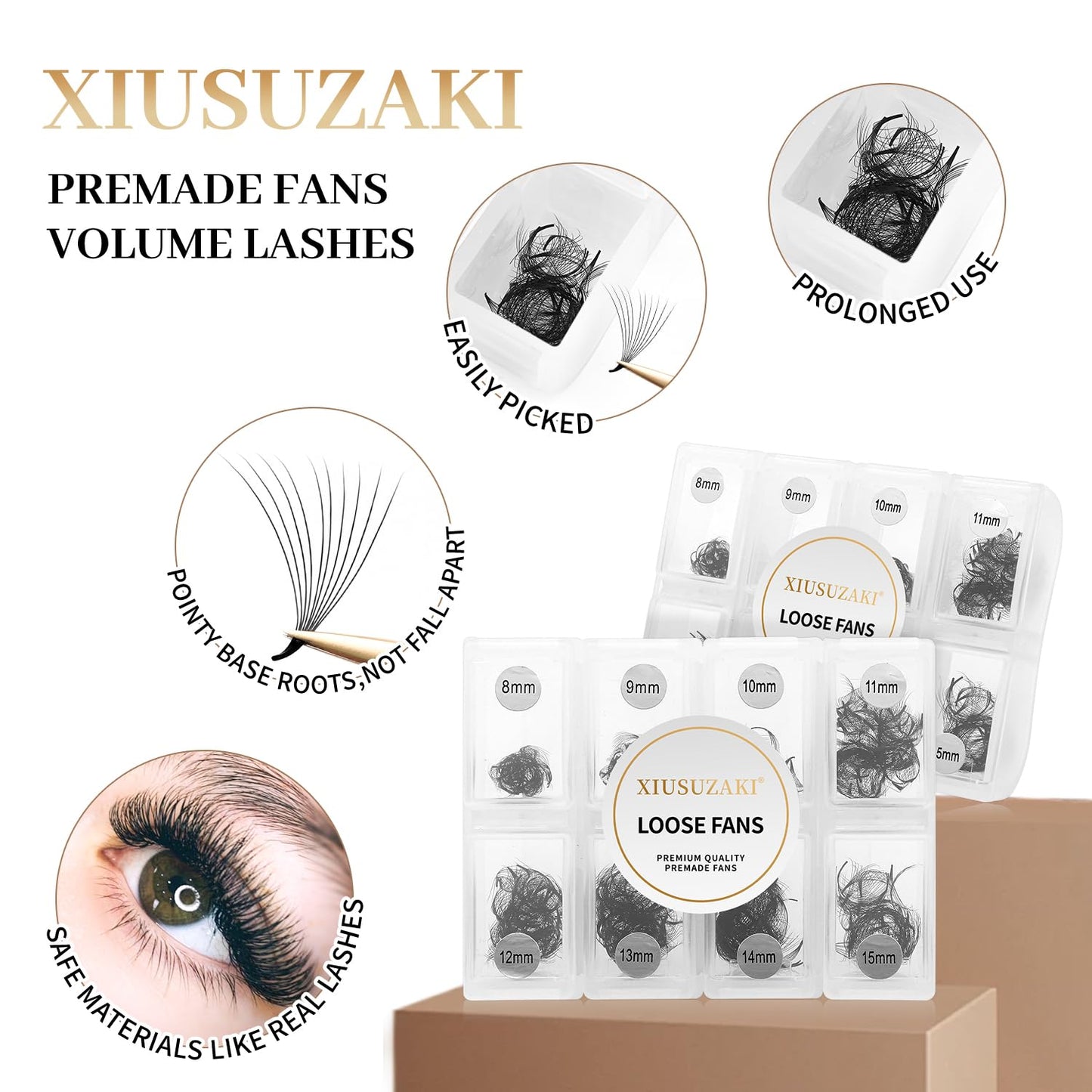 Premade Fans Eyelash Extensions 600 Fans 10D Premade Lash Fans Volume Lash Extensions 0.05 Thickness Eyelash Extension C Curl Mix 13-20mm Fluffy Soft Handmade Loose Fan(600Fans-10D-0.05-C,13-20mm)