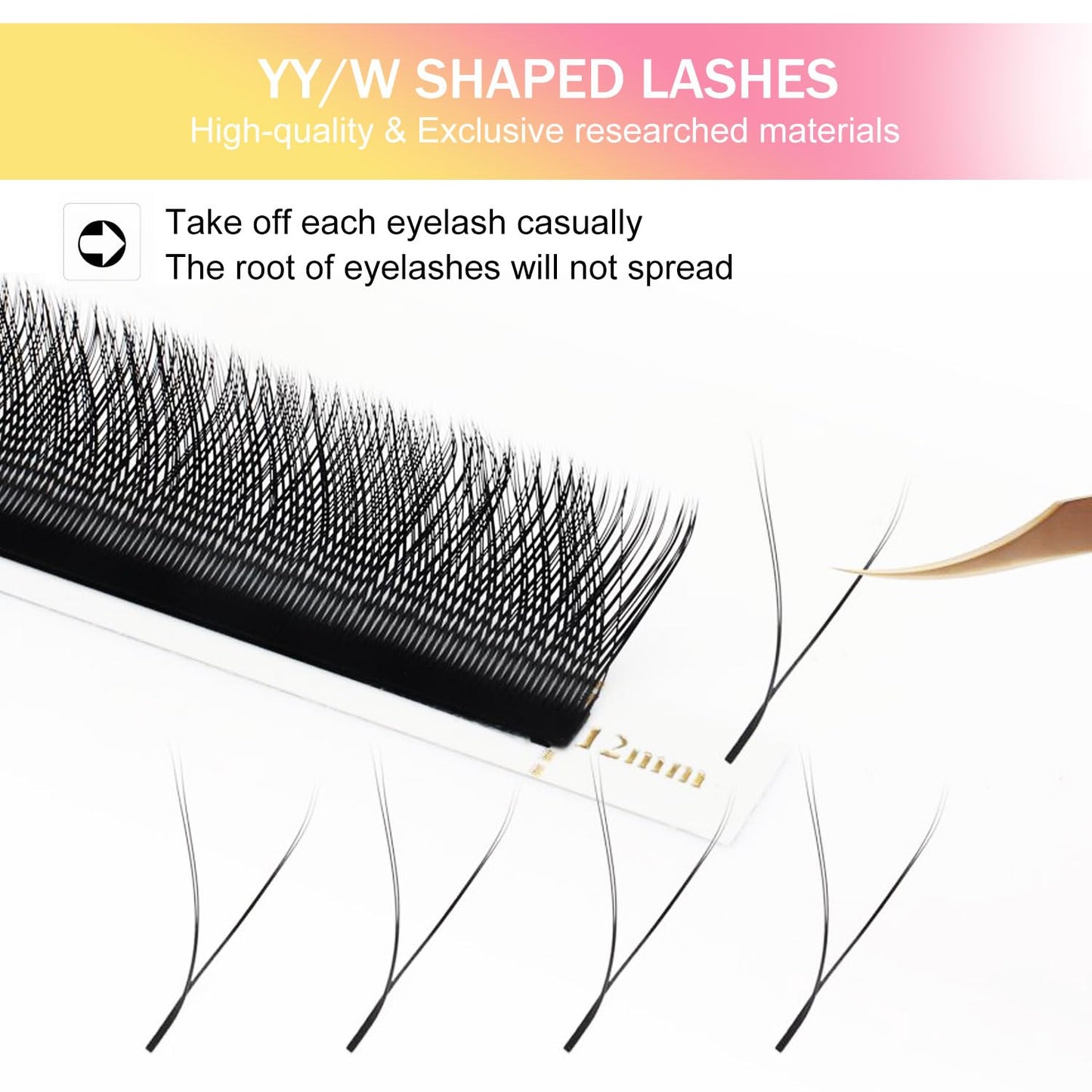 YY Lash Extensions Supplies Y Eyelash Extensions 0.07mm Thickness C Curl 13mm Premade Fans 4D Russian Volume Matte Black 12 Rows Crisscross Eye Lashes(YY-0.07-C,13mm)