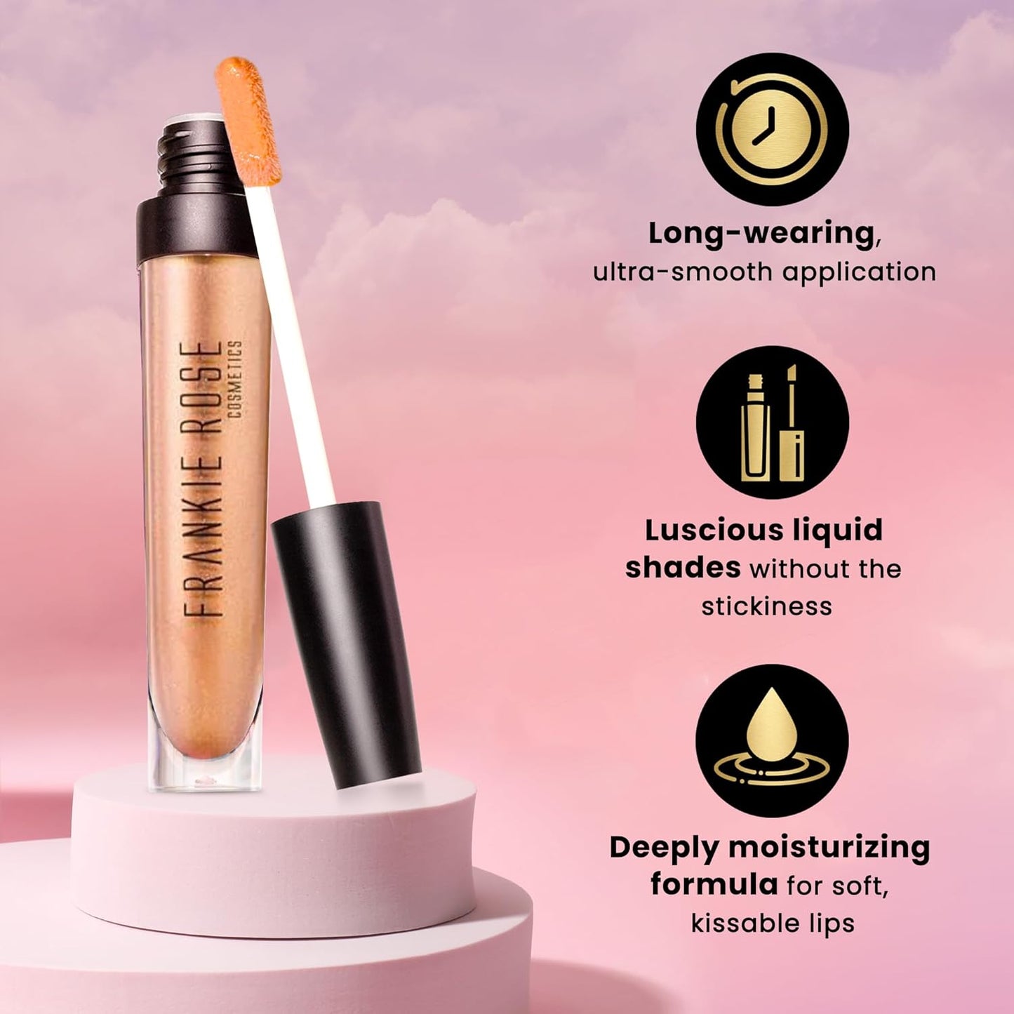 Frankie Rose Cosmetics Lip Gloss | Non-Sticky Formula, Long Lasting Lip Shimmer, Bold Pigment & Hydrating Gloss for lips, So Fetch Shimmer Lip Gloss, 20g