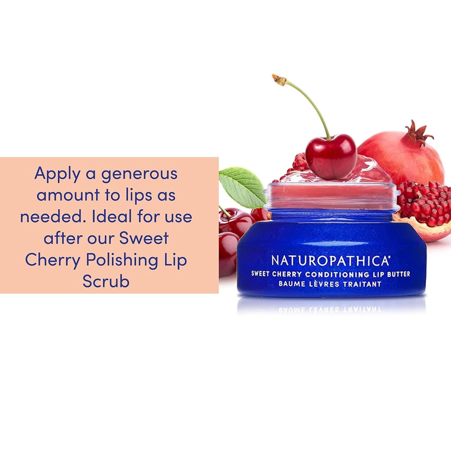 Naturopathica Sweet Cherry Conditioning Lip Butter, Natural Lip Balm for Soft, Full Lips, Antioxidant Rich Lip Moisturizer for Men and Women, 0.5 fl oz