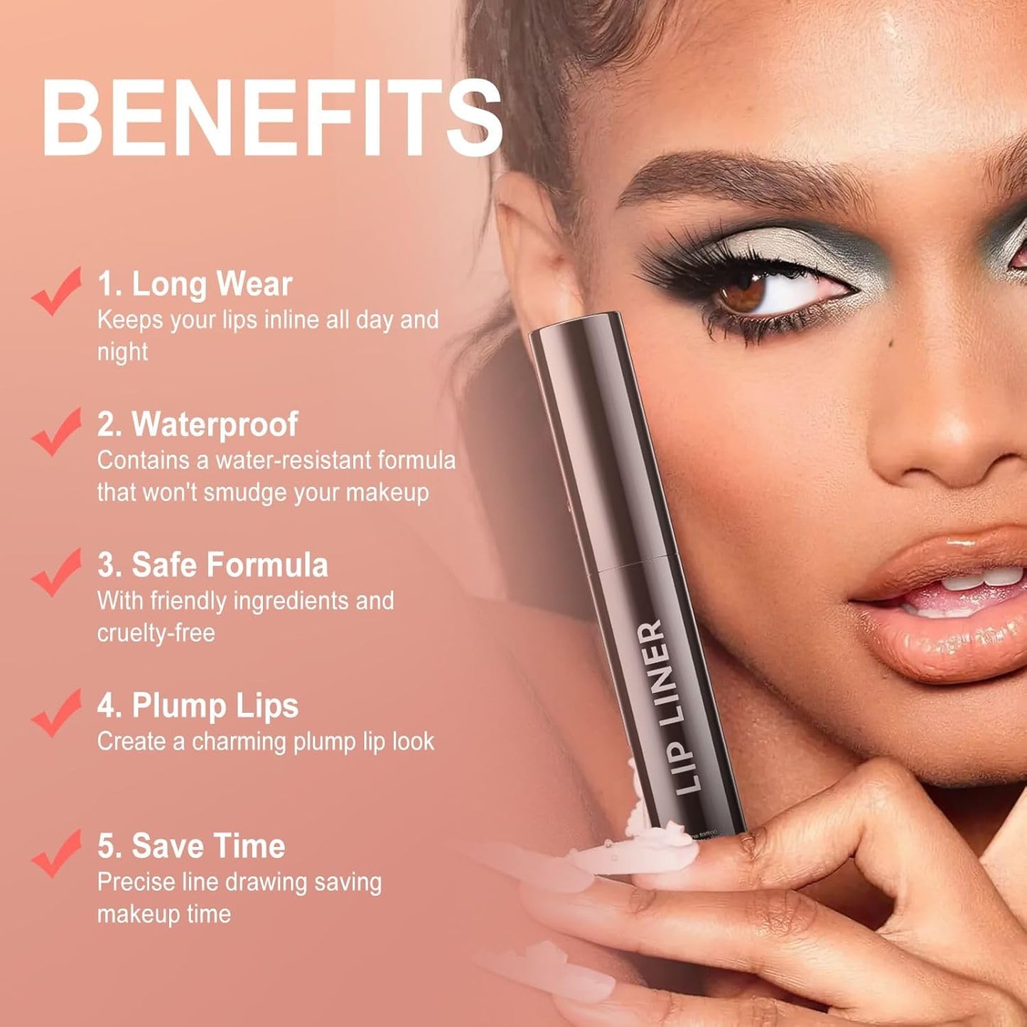 OETUIOW Lip Stain - All Day Lip Stain Peel Off, Naturally Moisturizing Lightweight Glow-Boosting Non-Sticky, Vegan Lip Makeup Gift for Her (Rose)