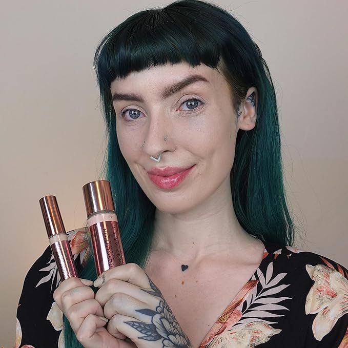 Revolution Beauty, Conceal & Define Foundation, Full Coverage, Long-Lasting Matte Finish, Vegan & Cruelty Free, F7 Medium Skin Tones, 0.8 Fl.Oz.