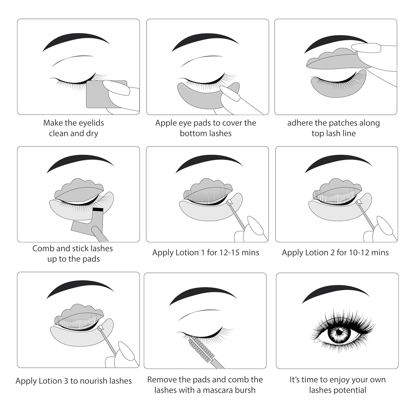 Luxe Cosmetics - Lashlift + Brown Color Kit for Eyelashes - Brown and Curled Eyelashes up to 8 Weeks - Complete set DIY at Home - 3 Lashlift Applications