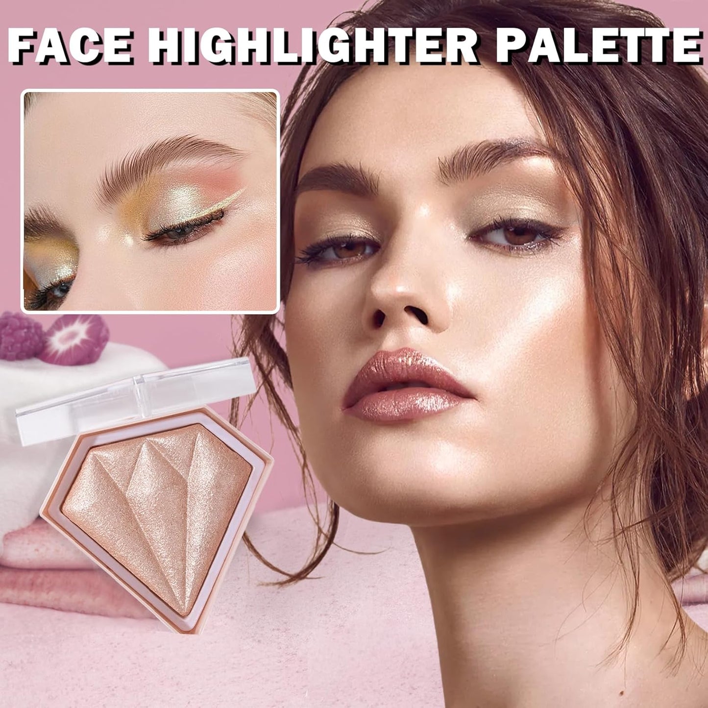 White Highlighter Makeup Palette Face Highlighter Powder Iluminadores De Maquillaje Narutal Shimmer Glitter Highlighter Contour Powder Makeup Palette-04 Ginger Color
