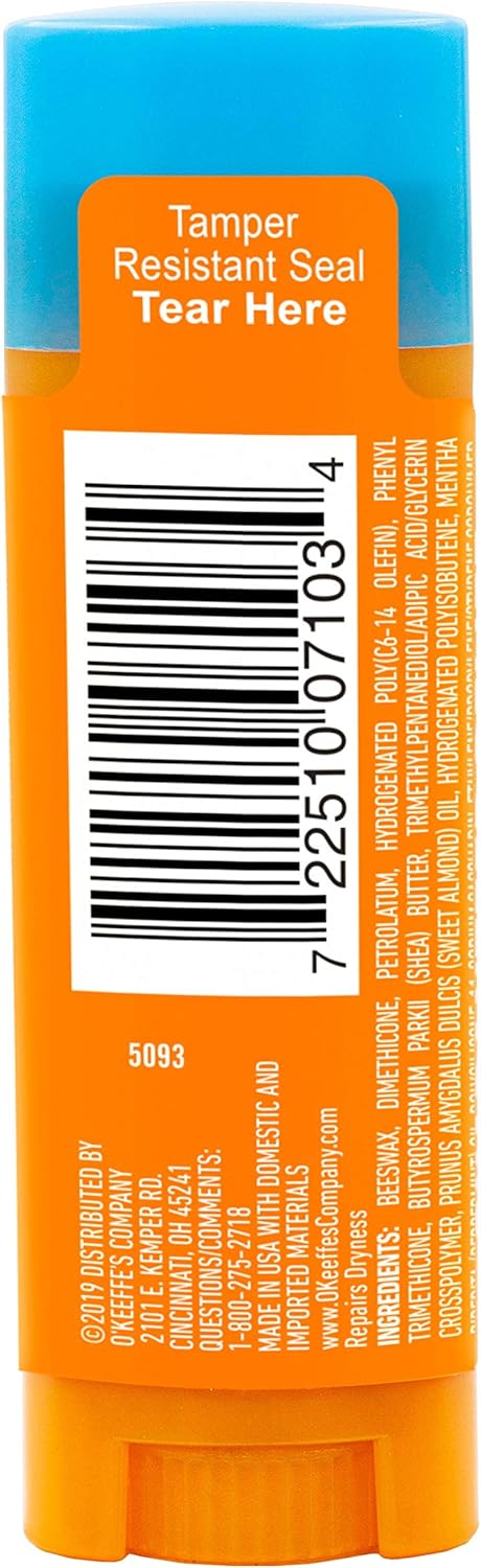 O'Keeffe's Cooling Relief Lip Repair Lip Balm for Dry, Cracked Lips, Stick, (Pack of 9)