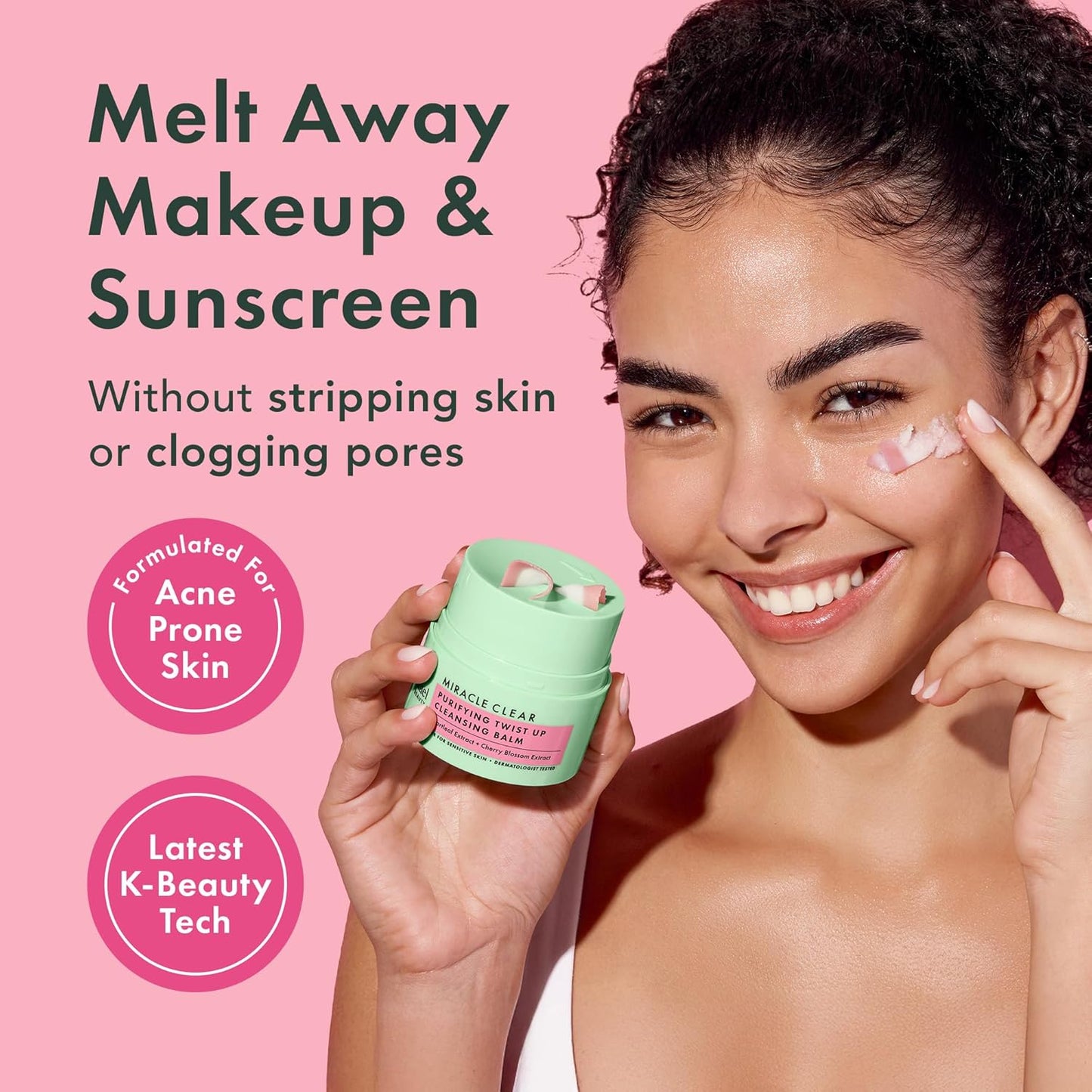 Rael Miracle Clear Cleansing Balm – Makeup Remover, Twist-Up Face Cleanser, Double Cleanse, Non-Comedogenic, with Rice Bran & Jojoba Oils, Vegan, Korean Skin Care, All Skin Types (1.69 fl oz)