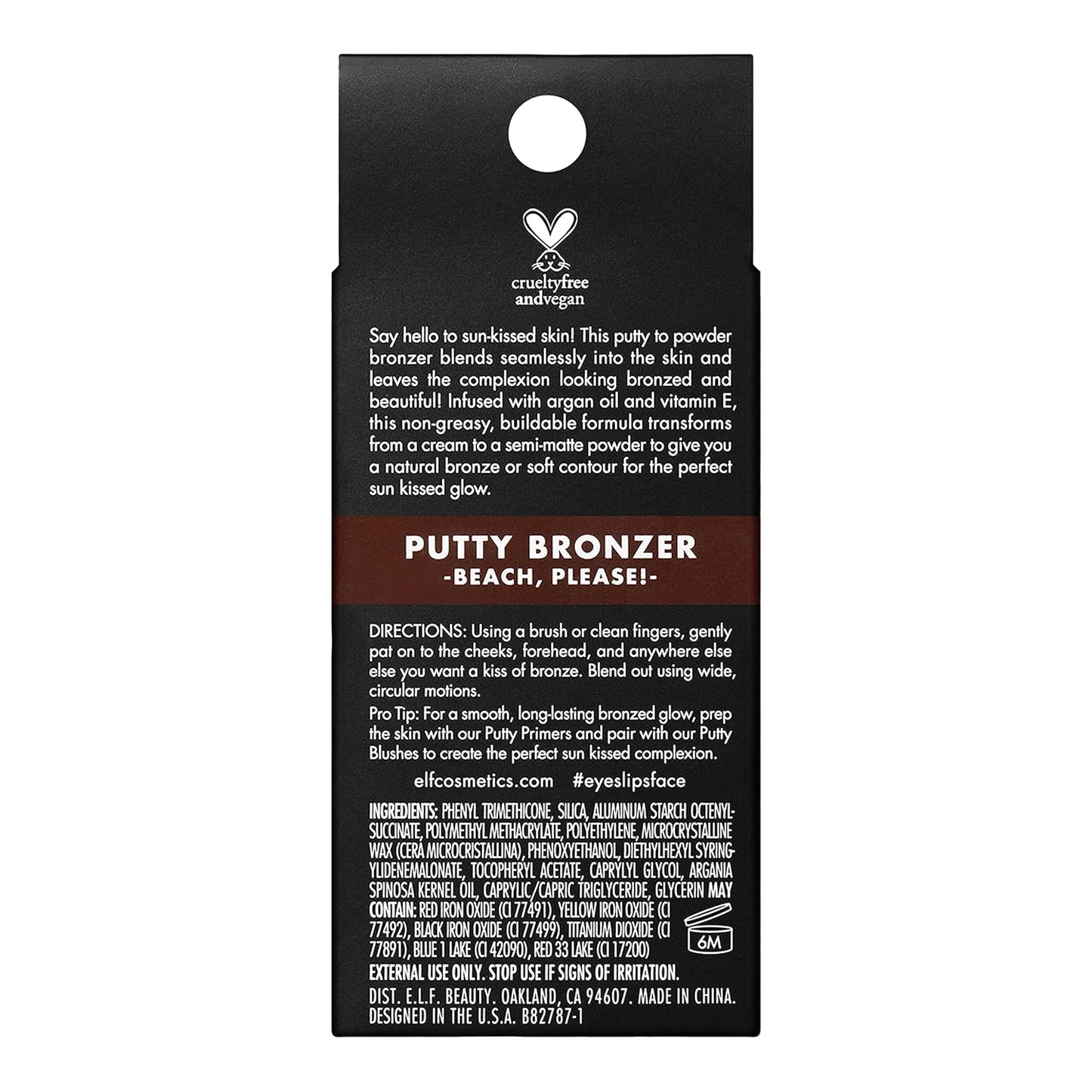 e.l.f. Putty Bronzer, Creamy & Highly Pigmented Formula, Creates a Long-Lasting Bronzed Glow, Infused with Argan Oil & Vitamin E, Beach, Please!, 0.35 Oz