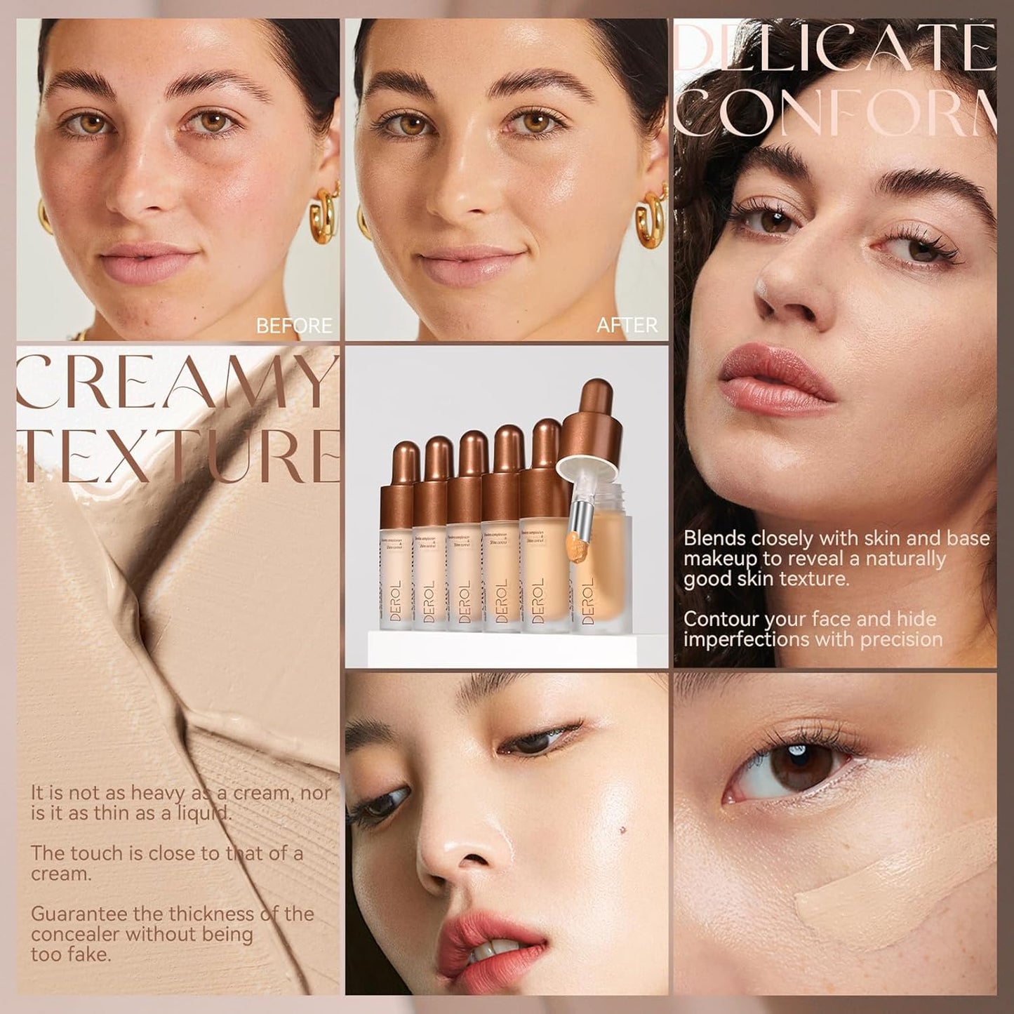 Foundation Makeup,Soft Beige Full Coverage Foundation Makeup(Built-in brush)Vegan & Cruelty-Free-Oil Control Flawless Concealer Cover Facial,Natural Blemish Face Makeup(01#)