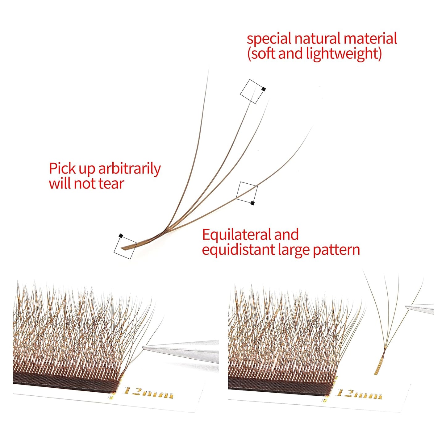 Lash Extensions Brown 4D W Eyelash Extensions W Shape 0.07mm Thickness C Curl 11mm Premade Fans Lashes Colored Lash Extension Volume Lashes Individual Lashes(W-Brown-4D-0.07-C,11mm)