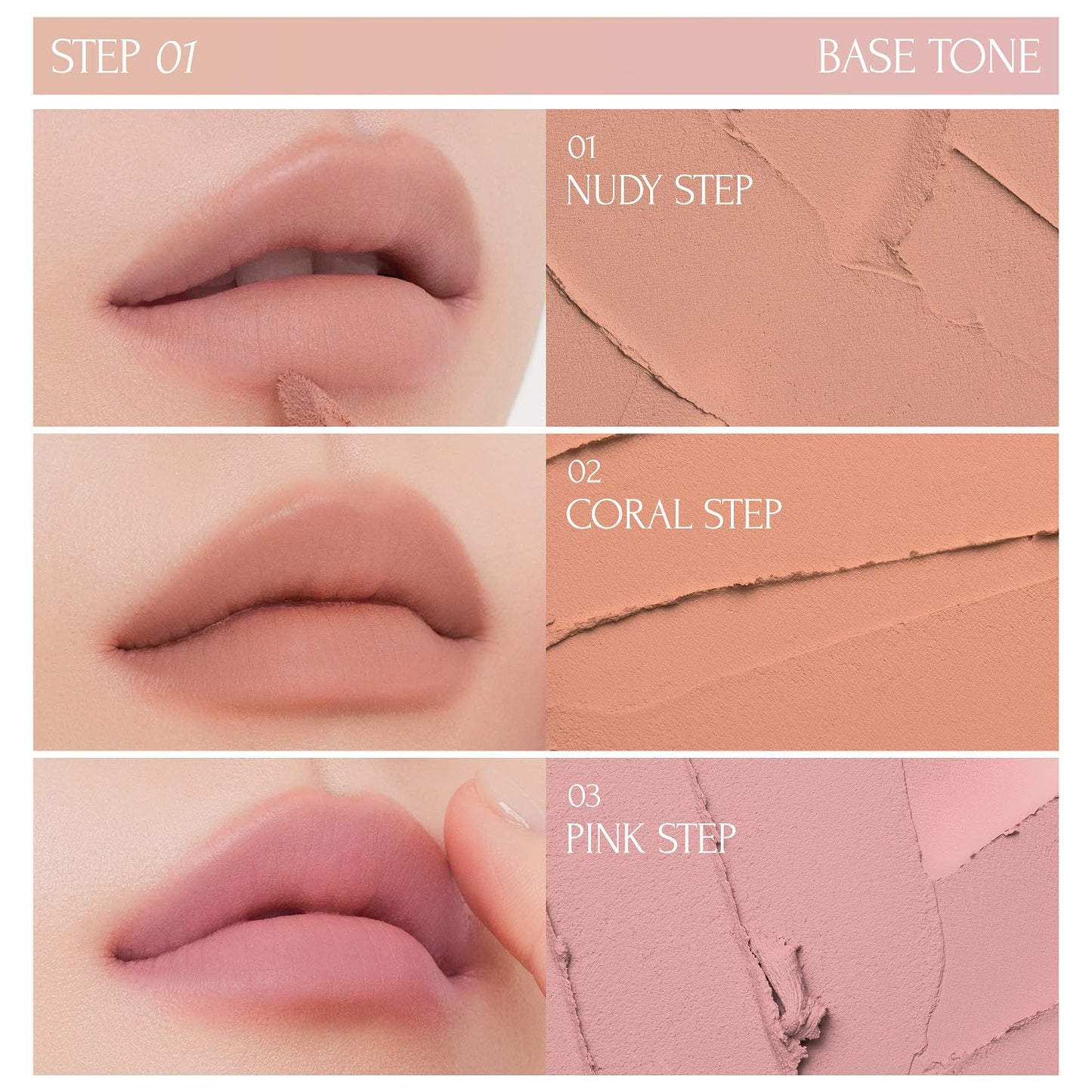 Tie Up Cover Tint - Waterproof & Long Lasting Lip Stain for Women - Korean Base Nude Tint Stick - Kbeauty Matte Gloss - Mood Color Changing (03 PINK STEP, 0.2 Fl oz)