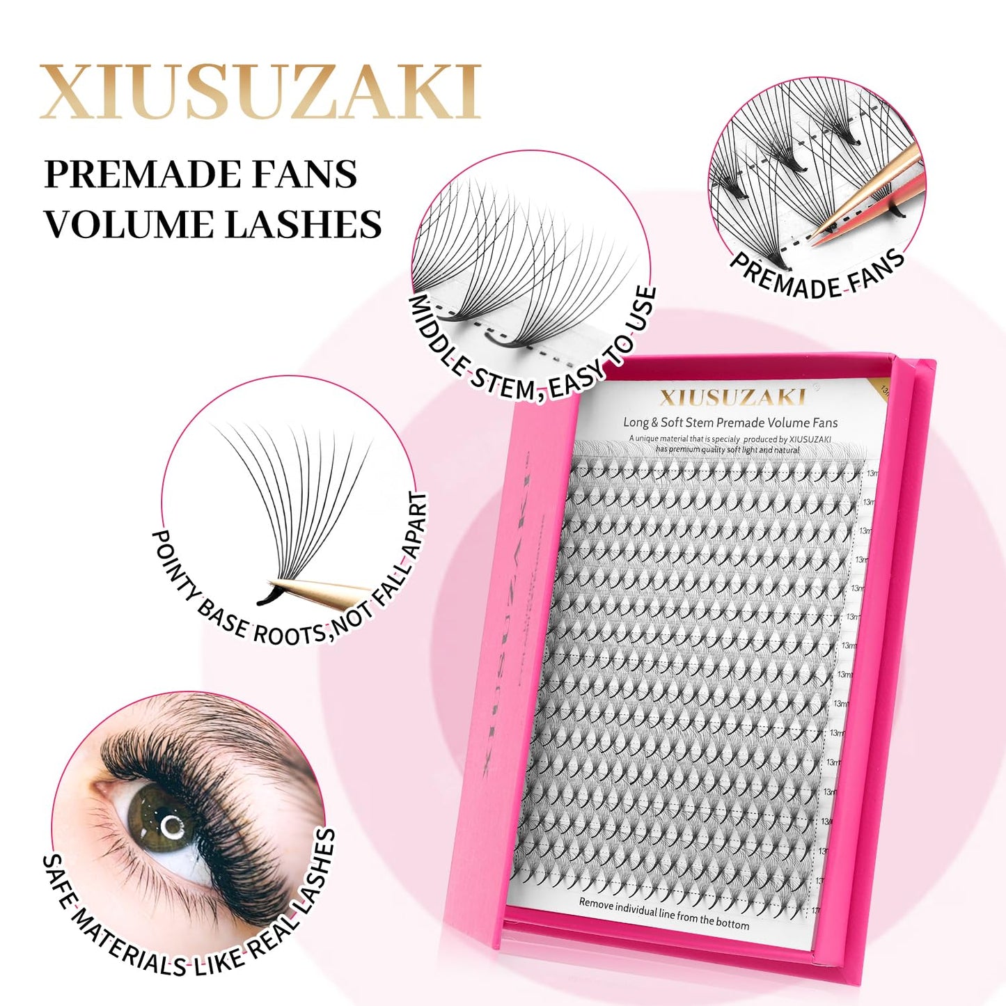 Premade Fans Eyelash Extensions 16D Volume Lash Extensions 0.03 Thickness Eyelash Extension C Curl Premade Lash Fans Mix 9-16mm Fluffy Soft Handmade Lash Fan(16D-0.03-C,9-16mm)