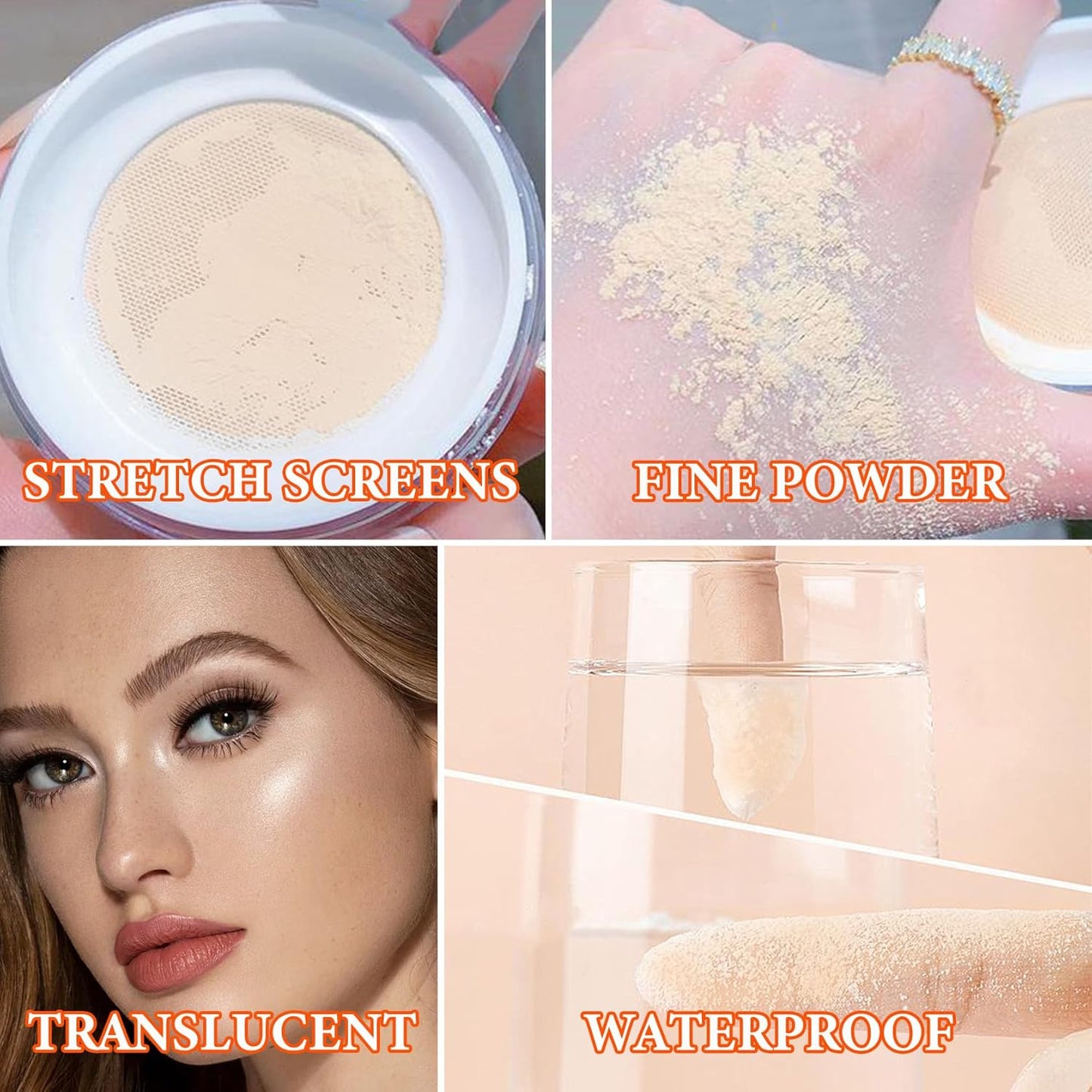 Loose Setting Face Powder,Loose Powder Lightweight & Breathable Setting Powder,Brighten Long Lasting Pigmented Waterproof Blurring Powder Natural Finish Face Makeup for Women(Natural)