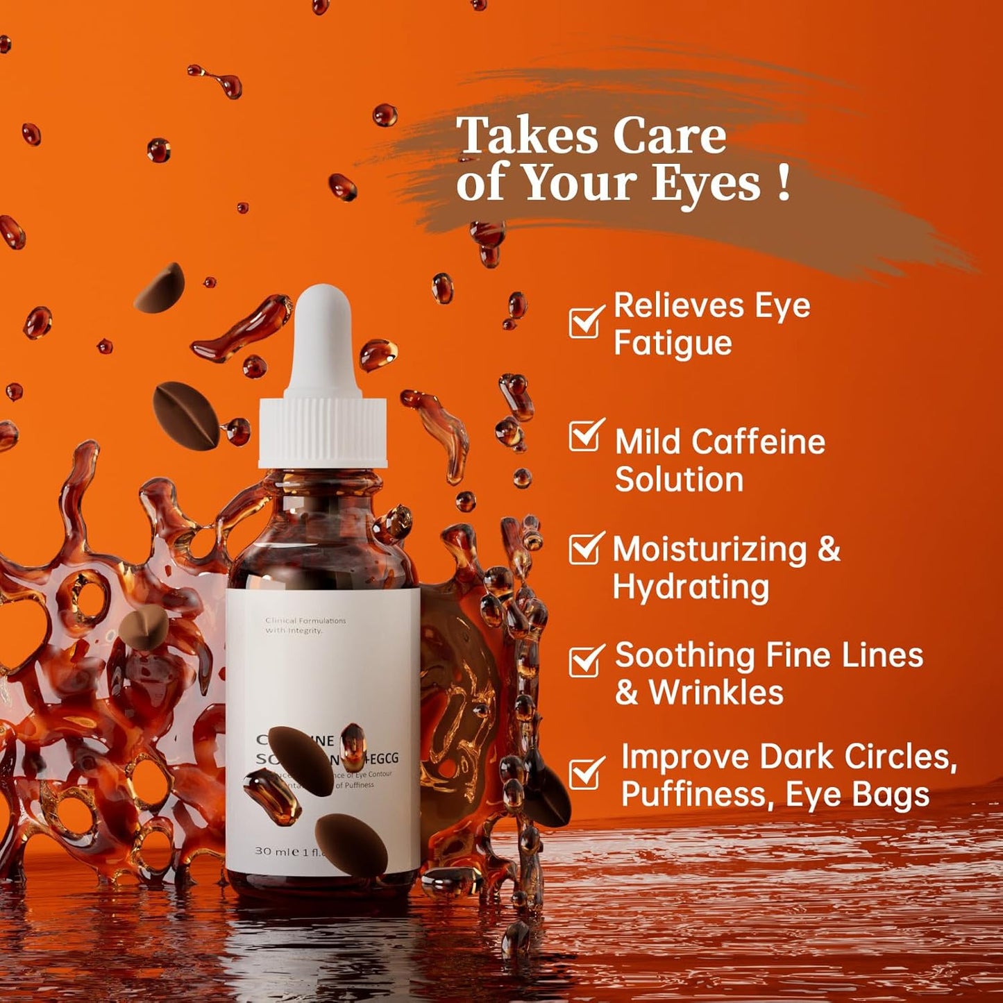 Caffeine Solution 5% + EGCG For Face, 30ML Moisturizing Caffeine Eye Serum For Dark Circles & Puffiness, Under Eye Solution For Fine Lines.